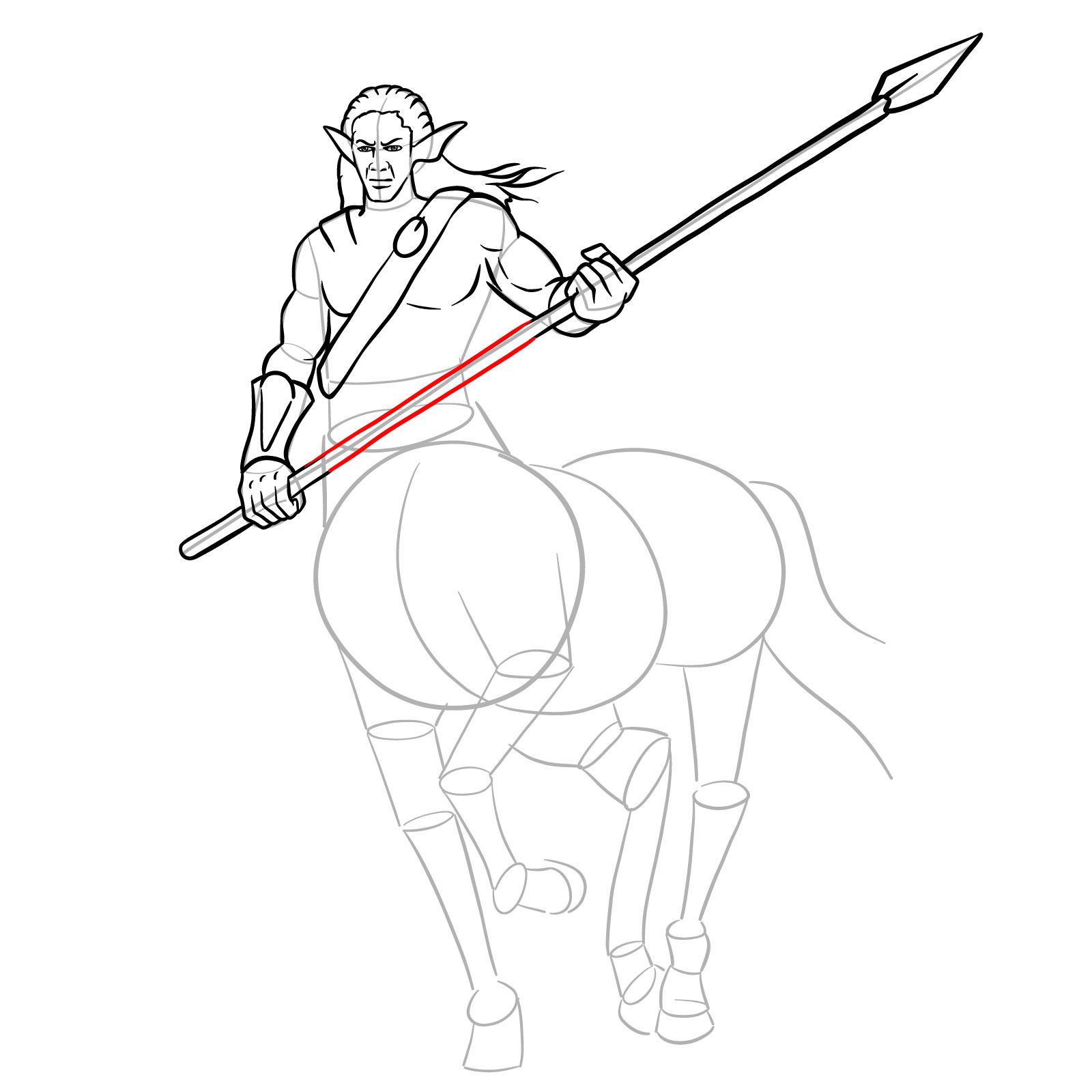 How to draw a Male Centaur - step 23