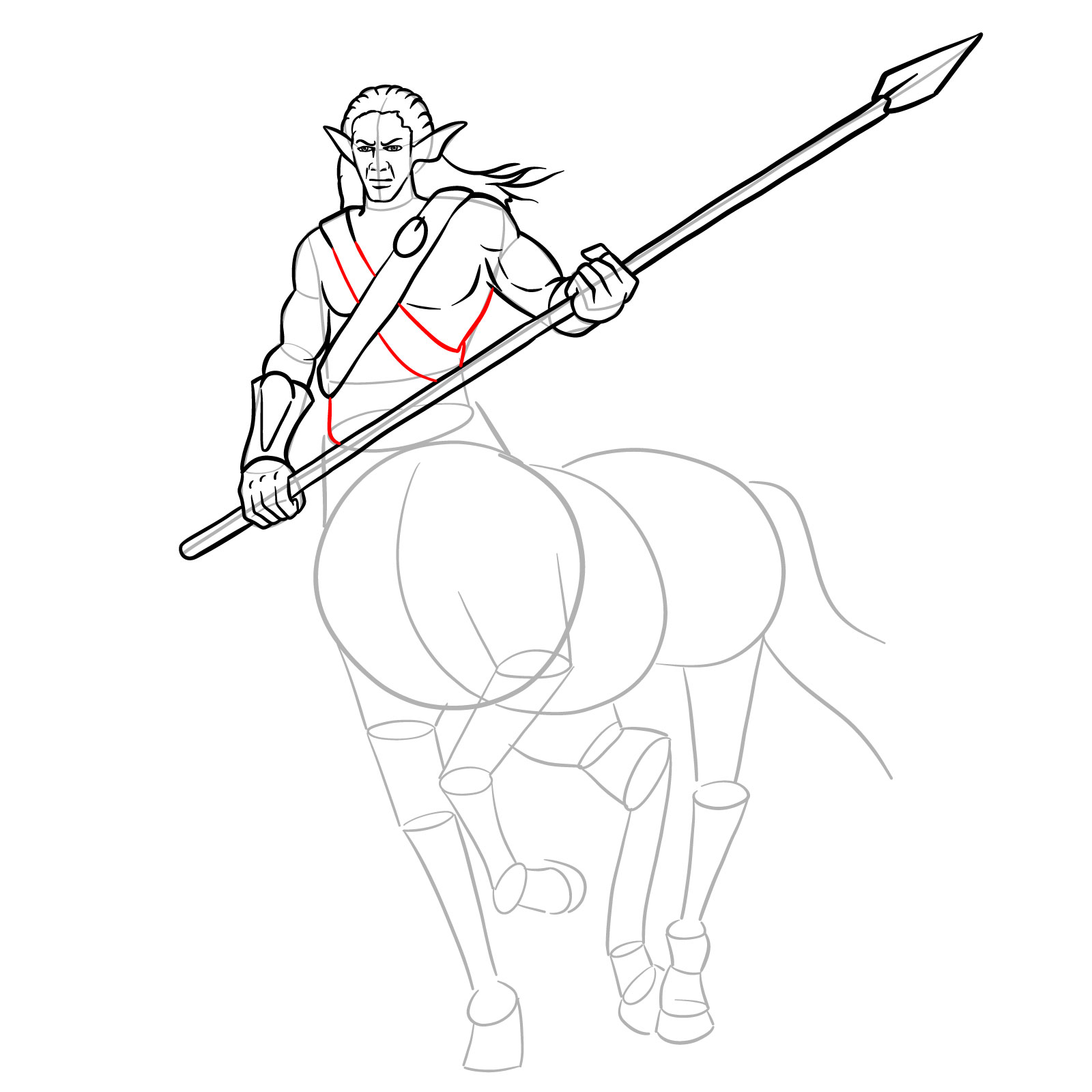 How to draw a Male Centaur - step 24