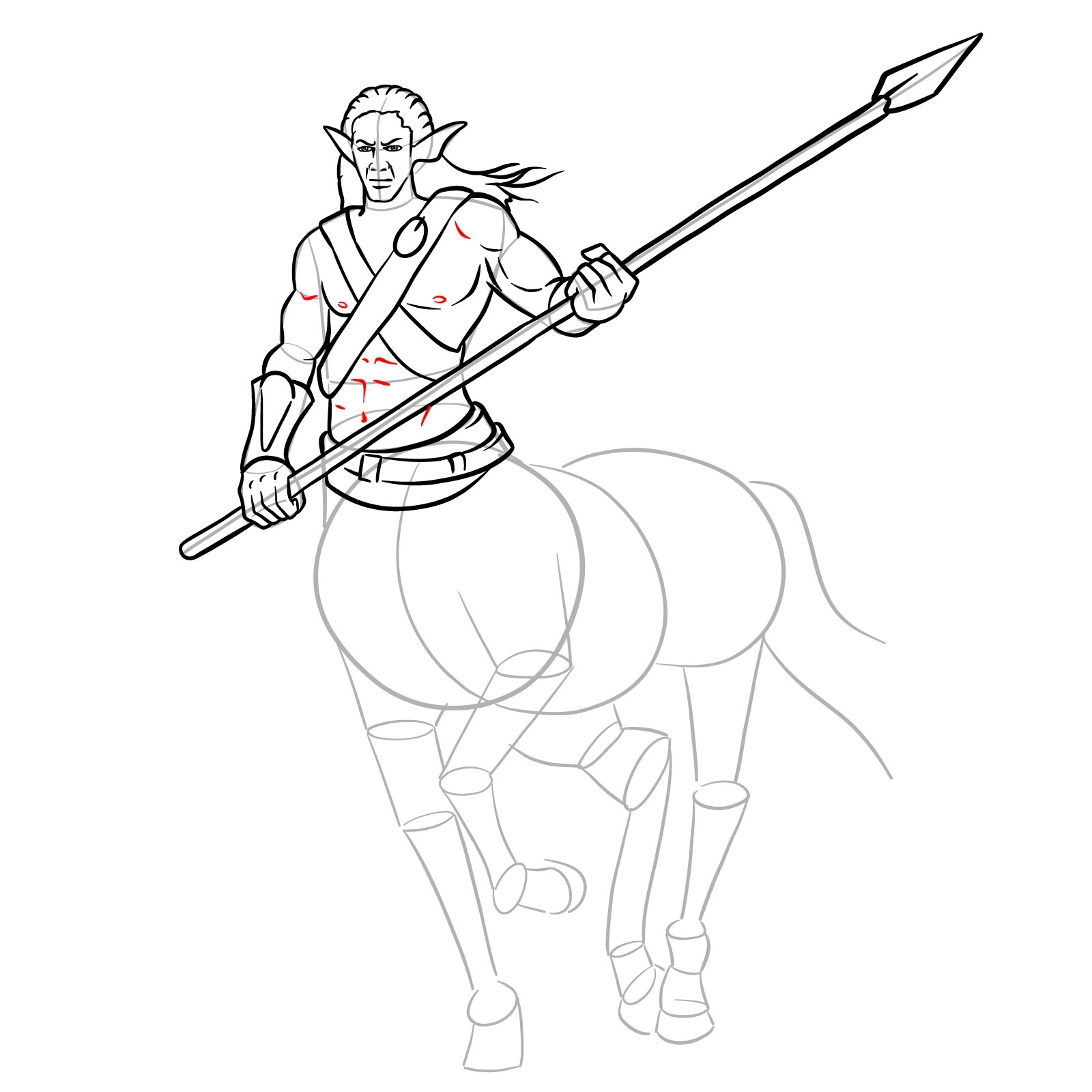 How to draw a Male Centaur - step 27