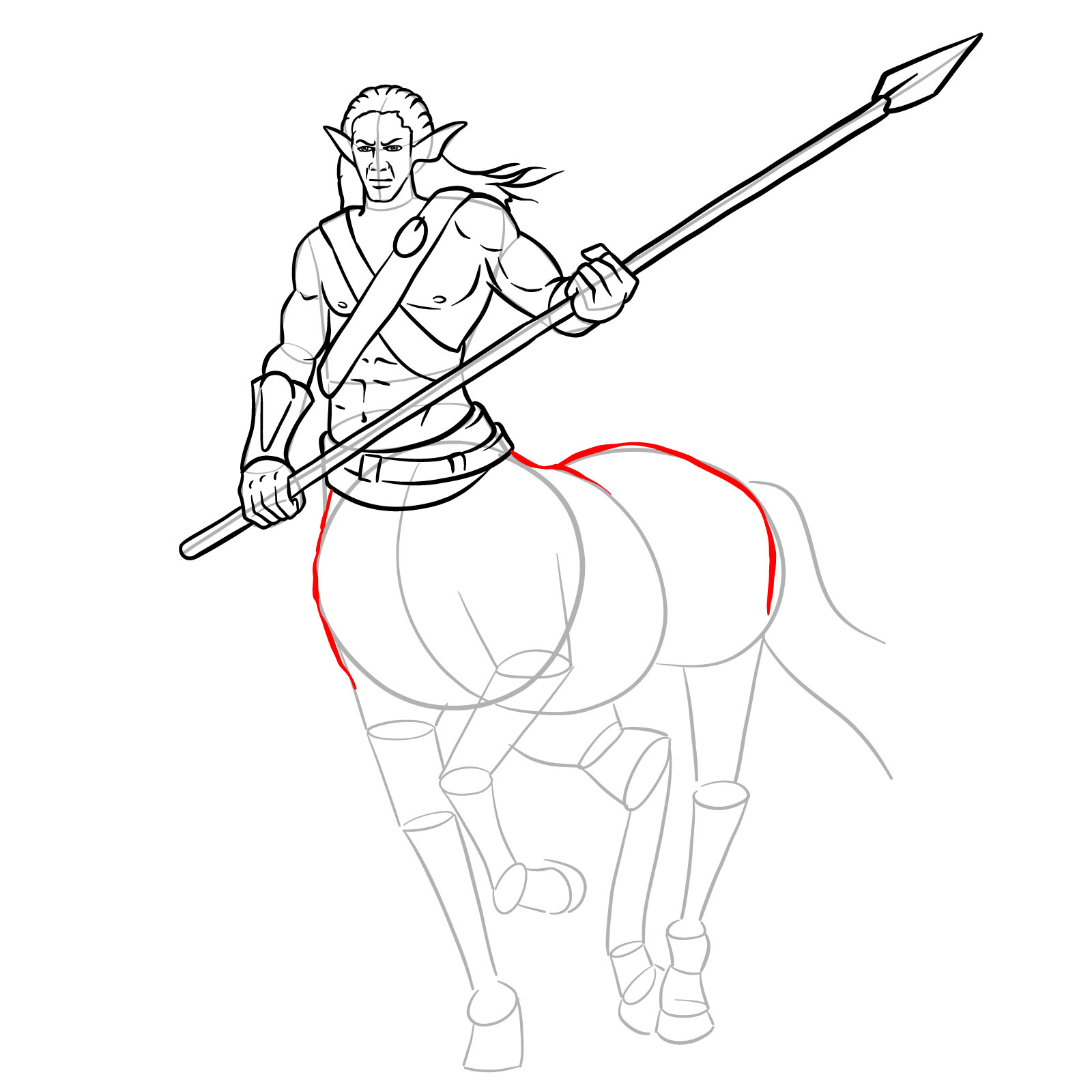 How to draw a Male Centaur - step 28