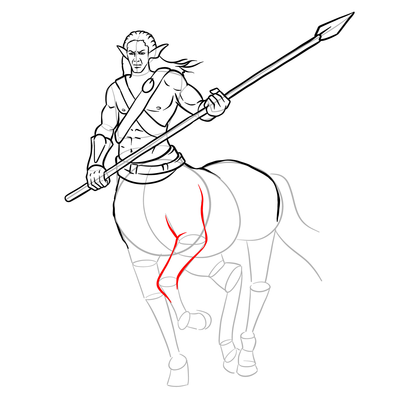 How to draw a Male Centaur - step 29