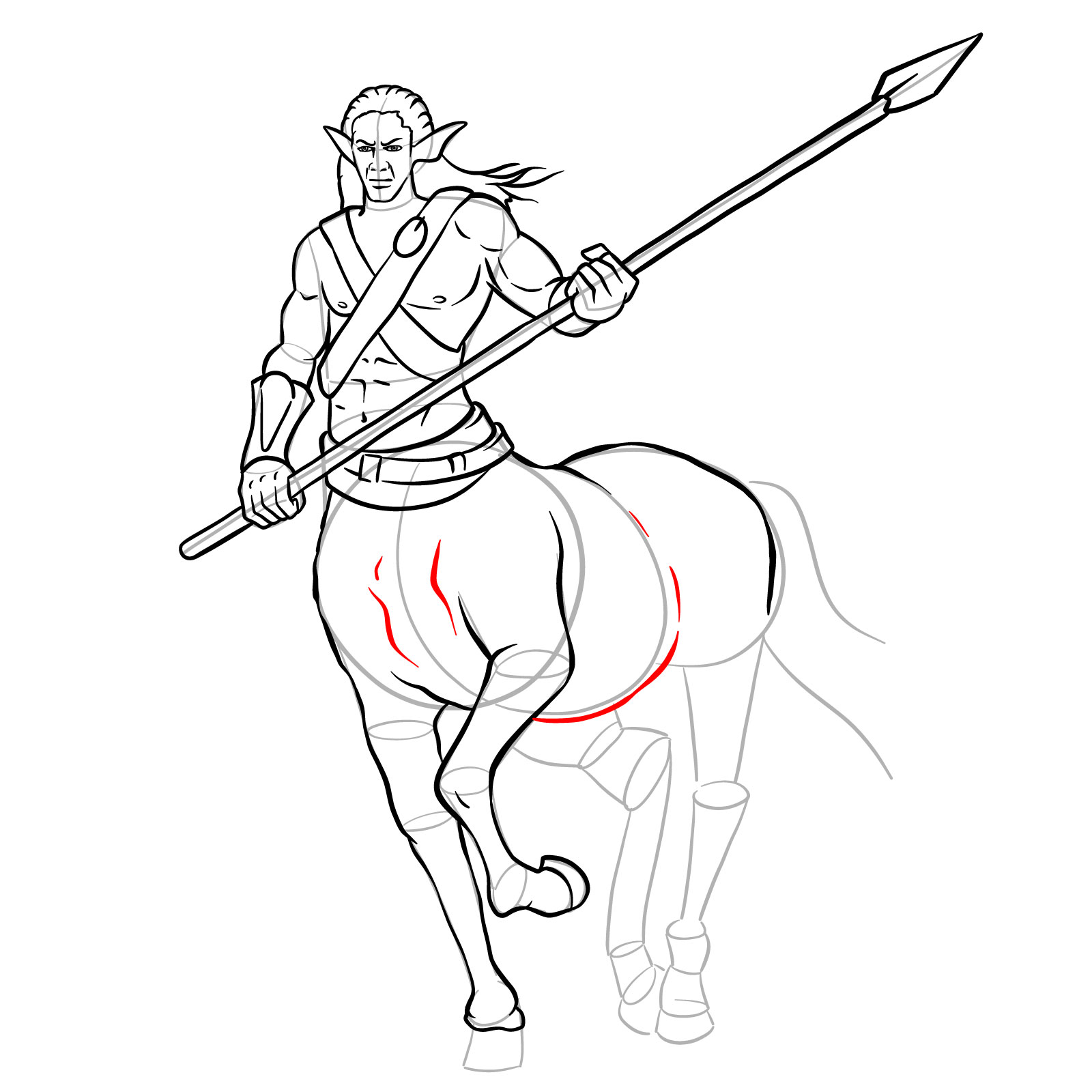 How to draw a Male Centaur - step 32