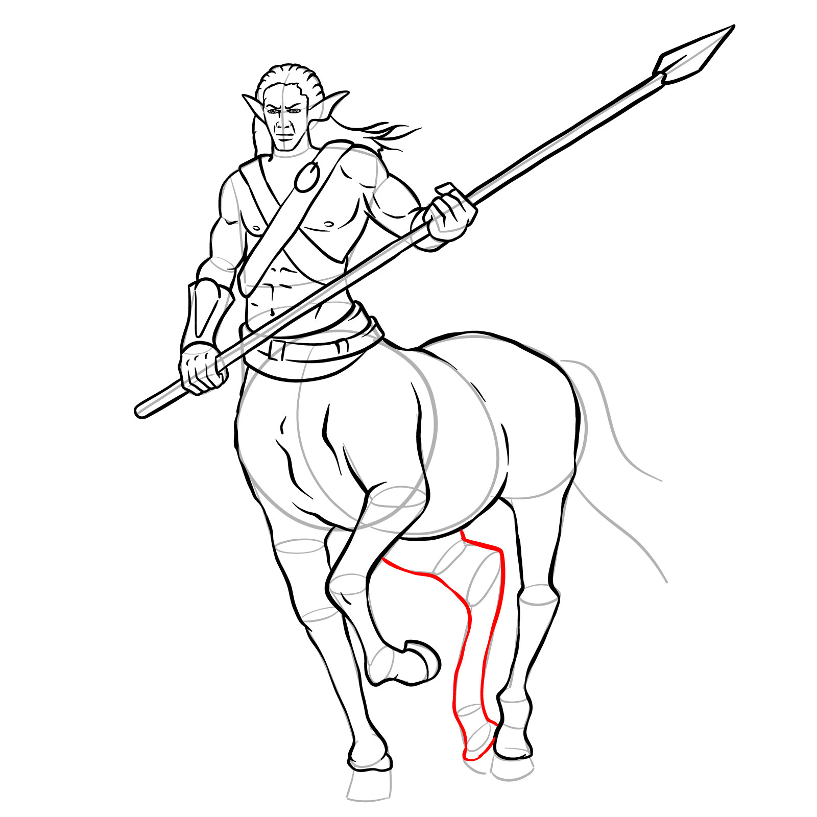 How to draw a Male Centaur - step 34