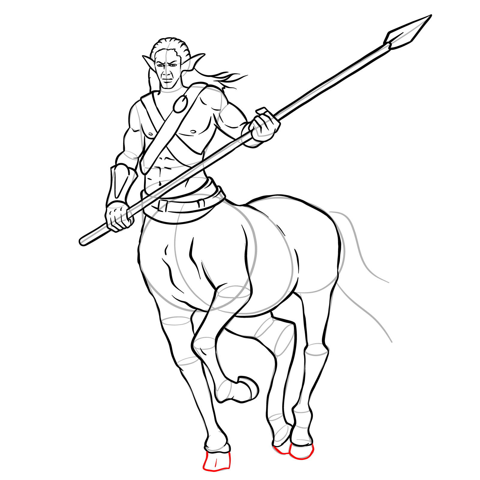 How to draw a Male Centaur - step 35