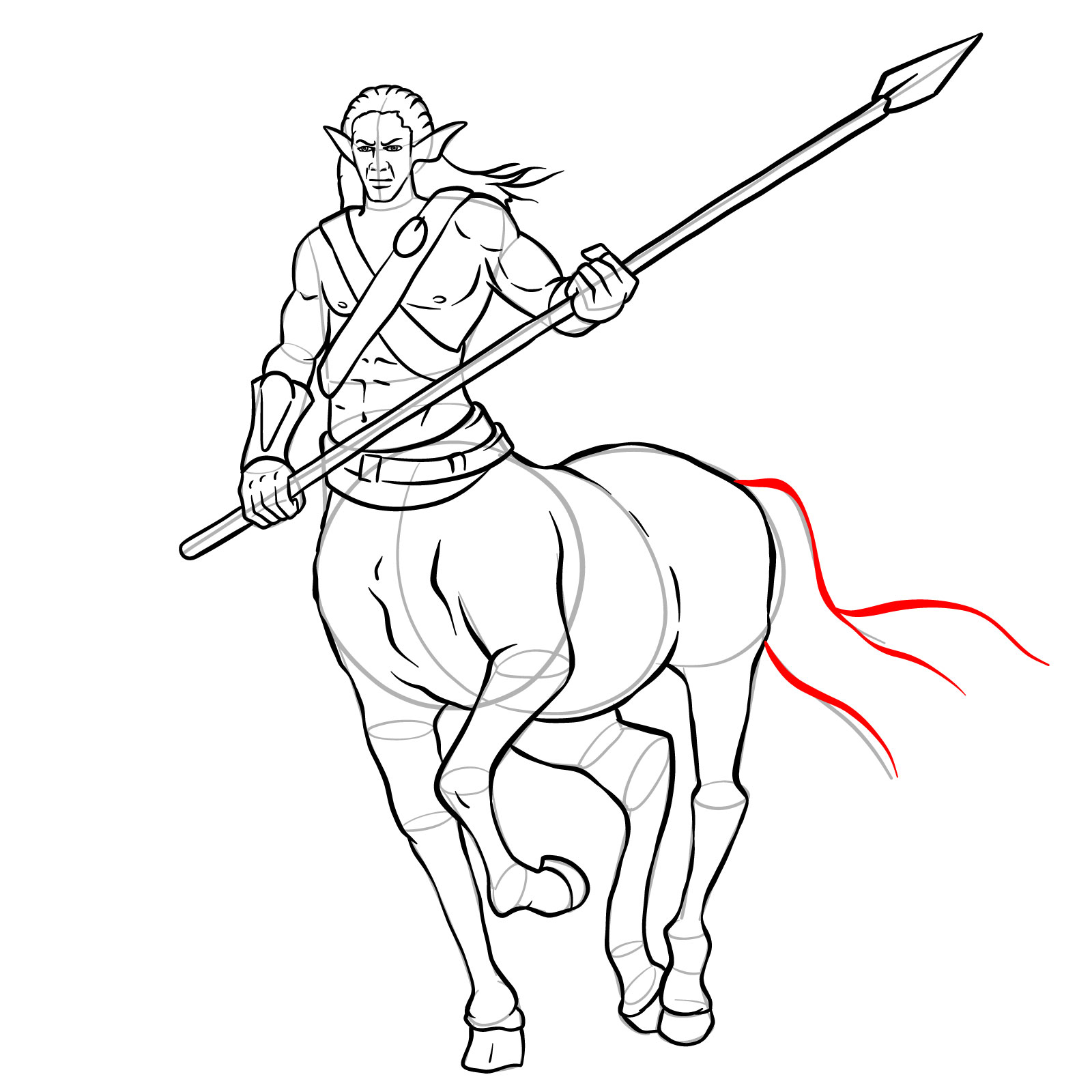 How to draw a Male Centaur - step 36