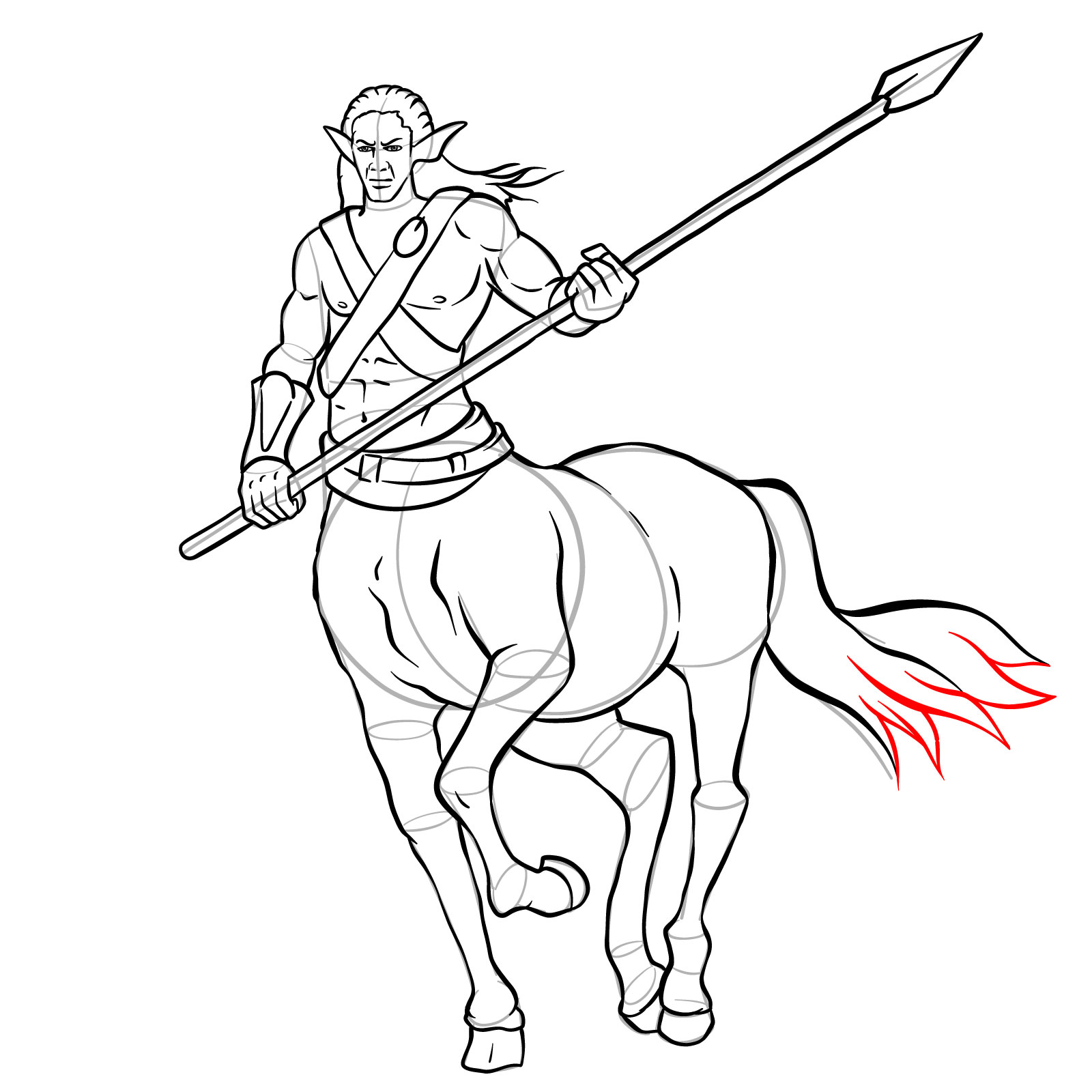 How to draw a Male Centaur - step 37