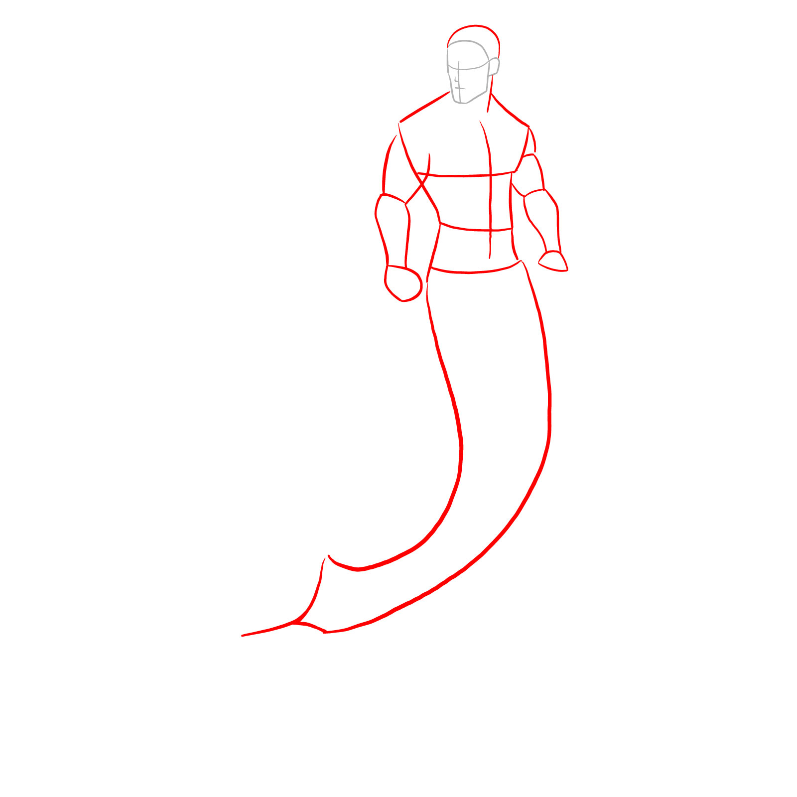 How to draw a Merman - step 02