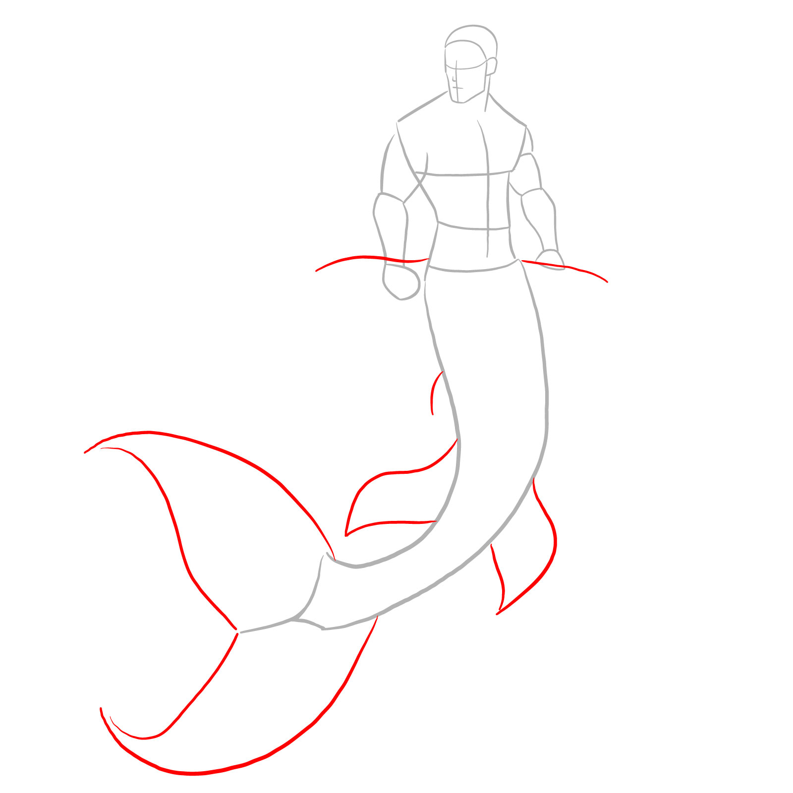 How to draw a Merman - step 03