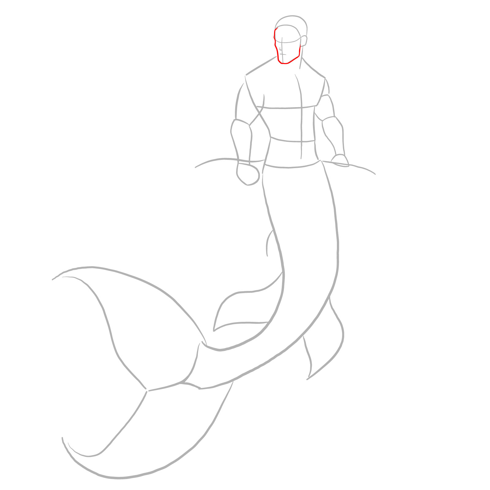 How to draw a Merman - step 04