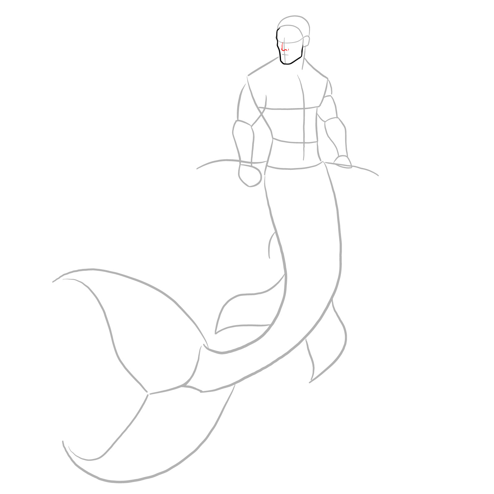 How to draw a Merman - step 05
