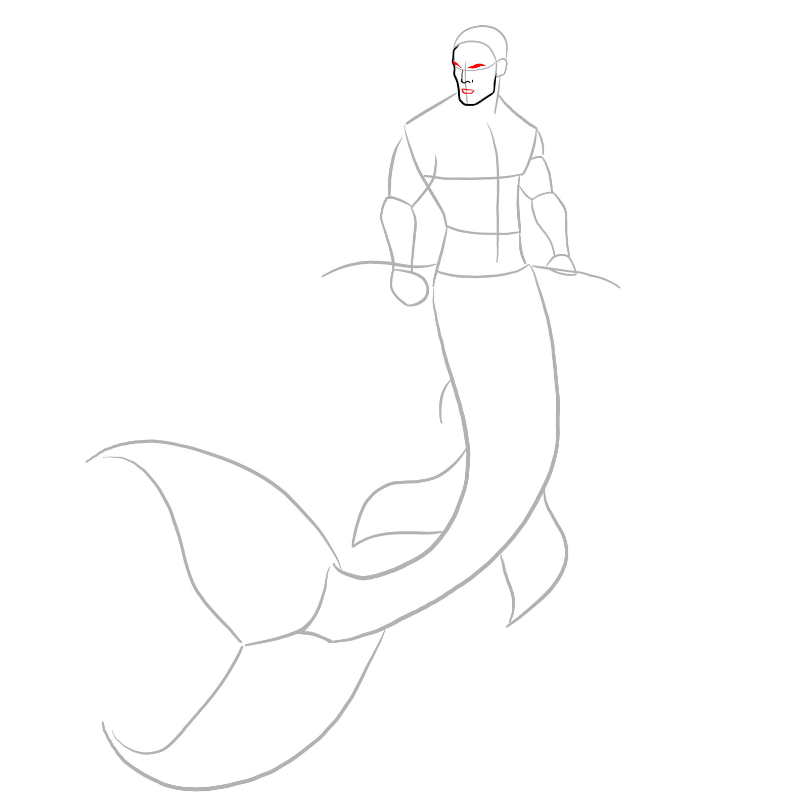 How to draw a Merman - step 06