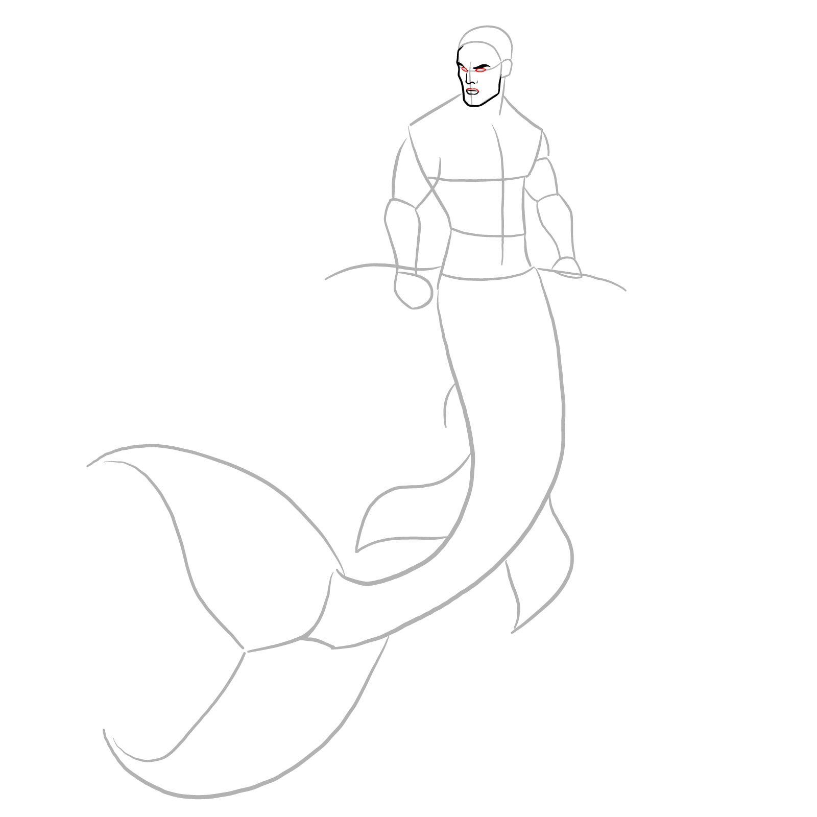How to draw a Merman - step 07