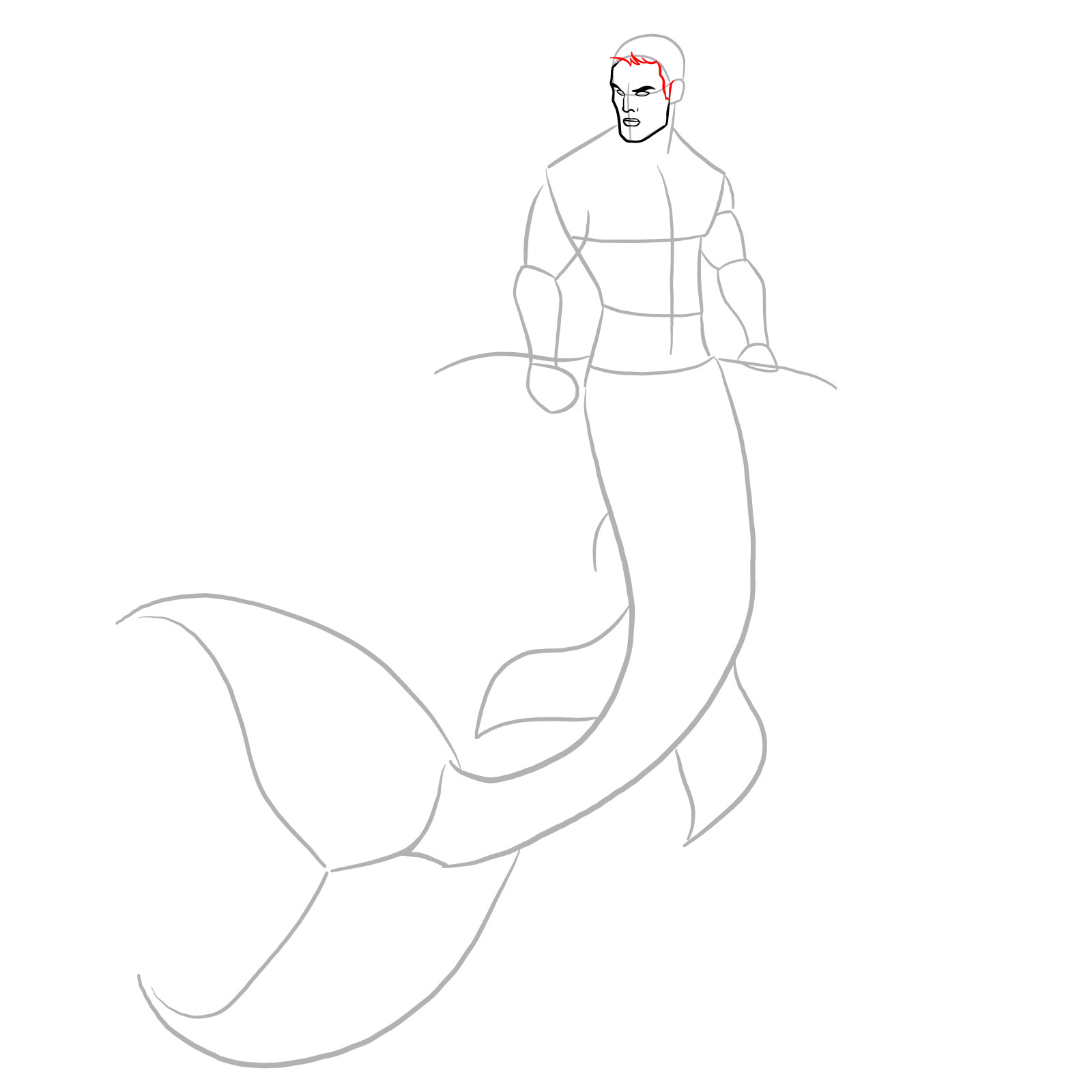 How to draw a Merman - step 08