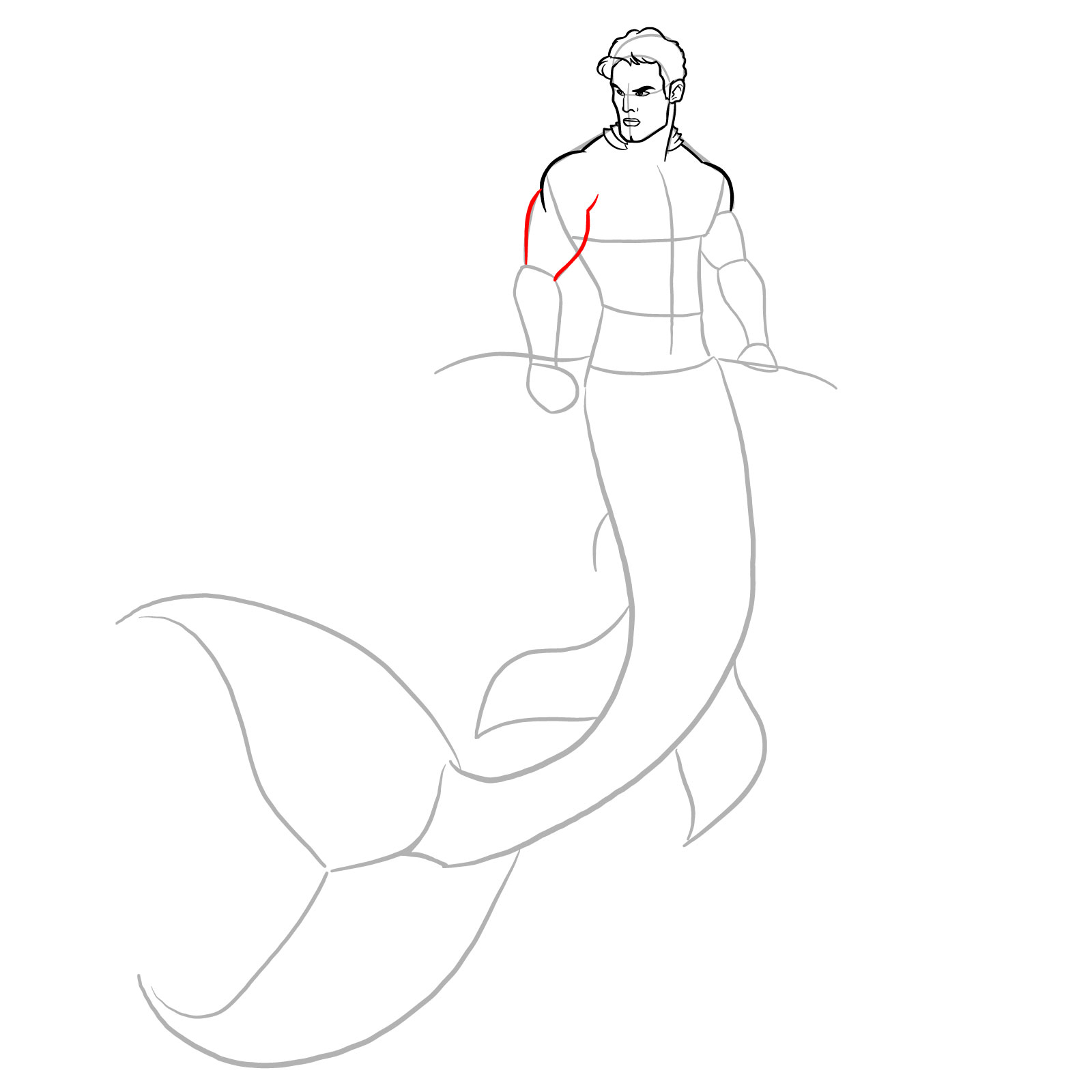 How to draw a Merman - step 13
