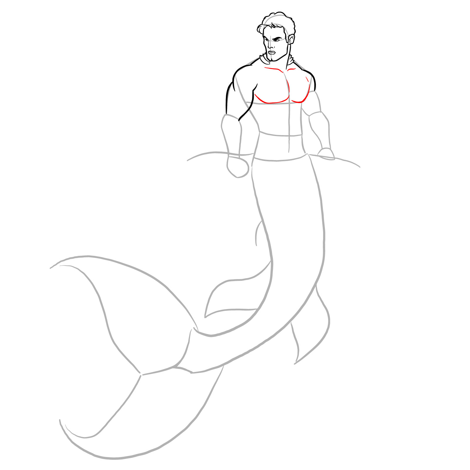 How to draw a Merman Sketchok easy drawing guides