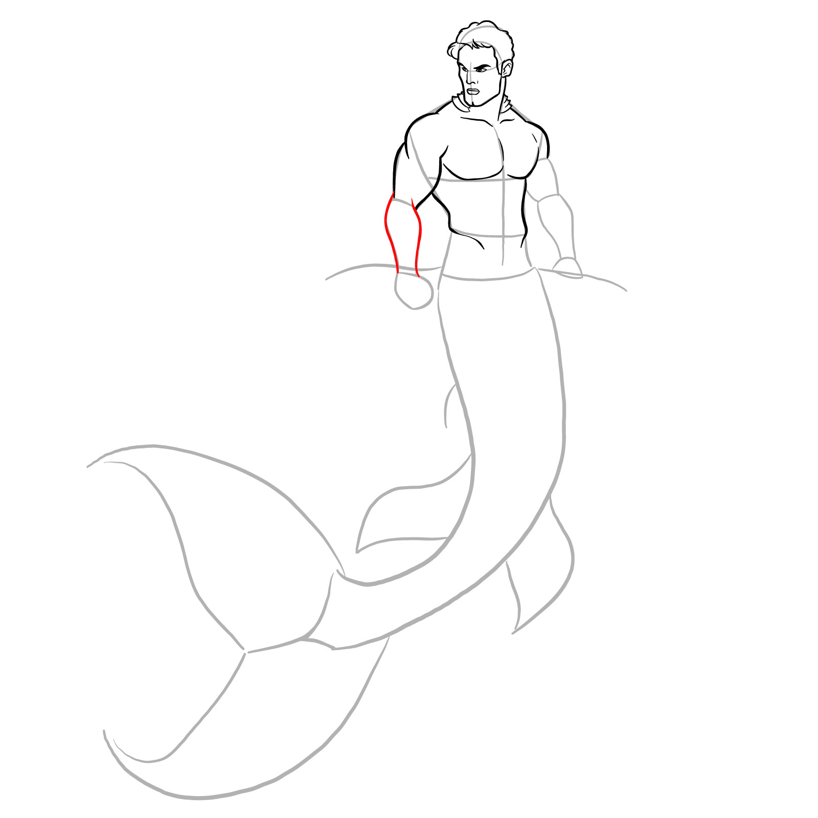 How to draw a Merman - step 16