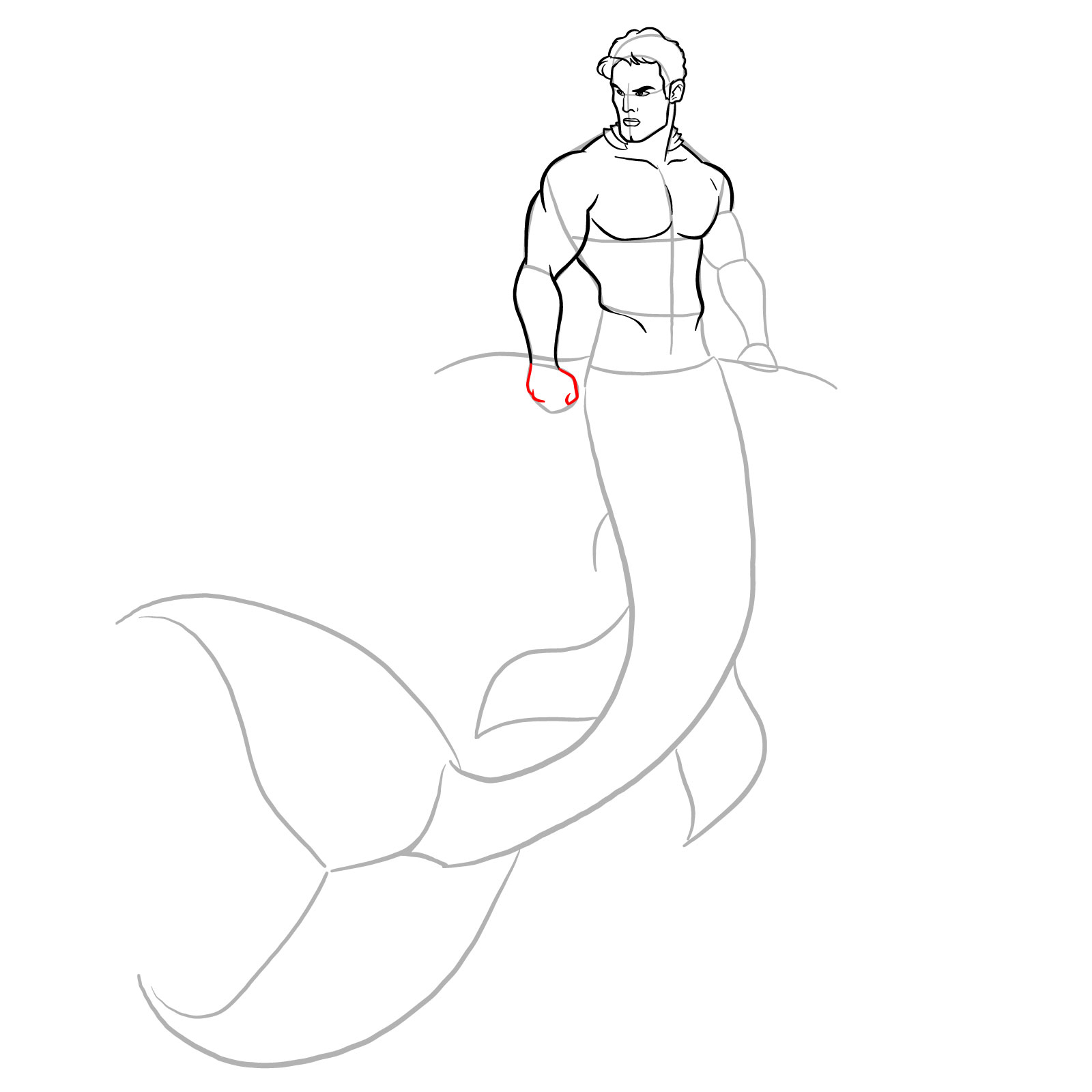 How to draw a Merman - step 17