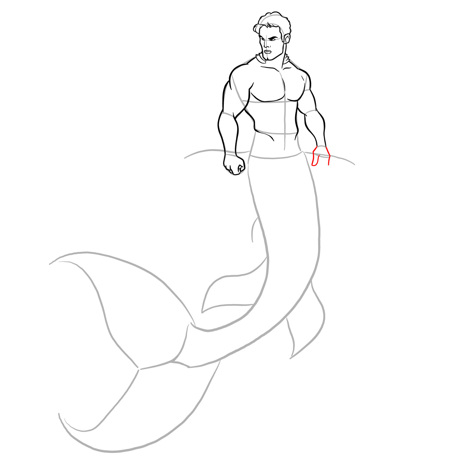 How to draw a Merman - step 20
