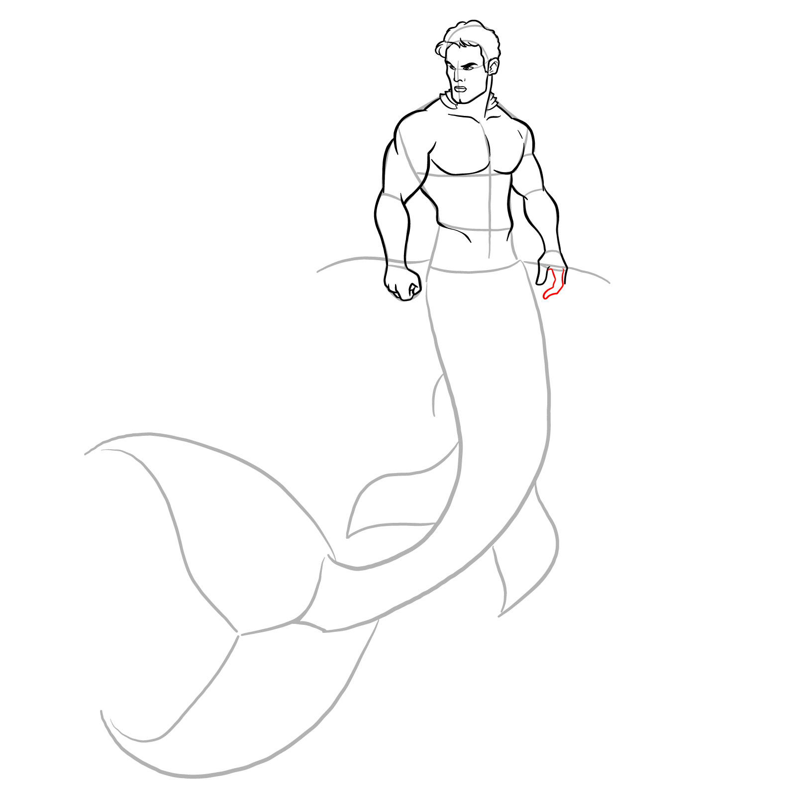 How to draw a Merman - step 21