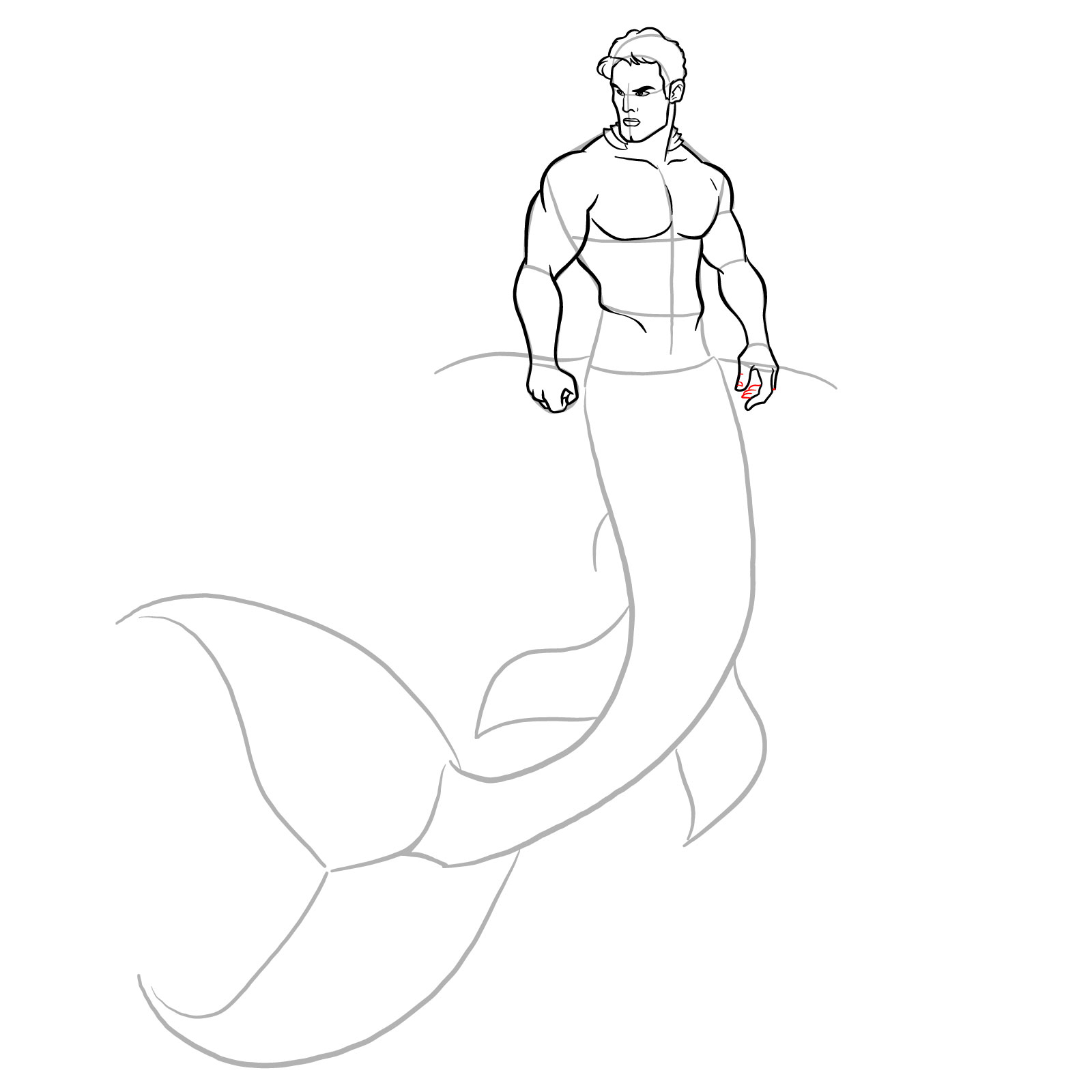How to draw a Merman - step 22