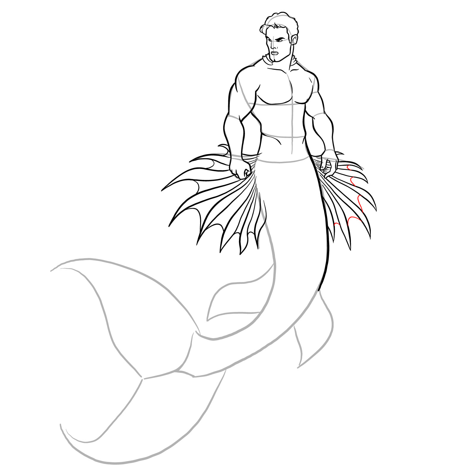 How to draw a Merman - step 30