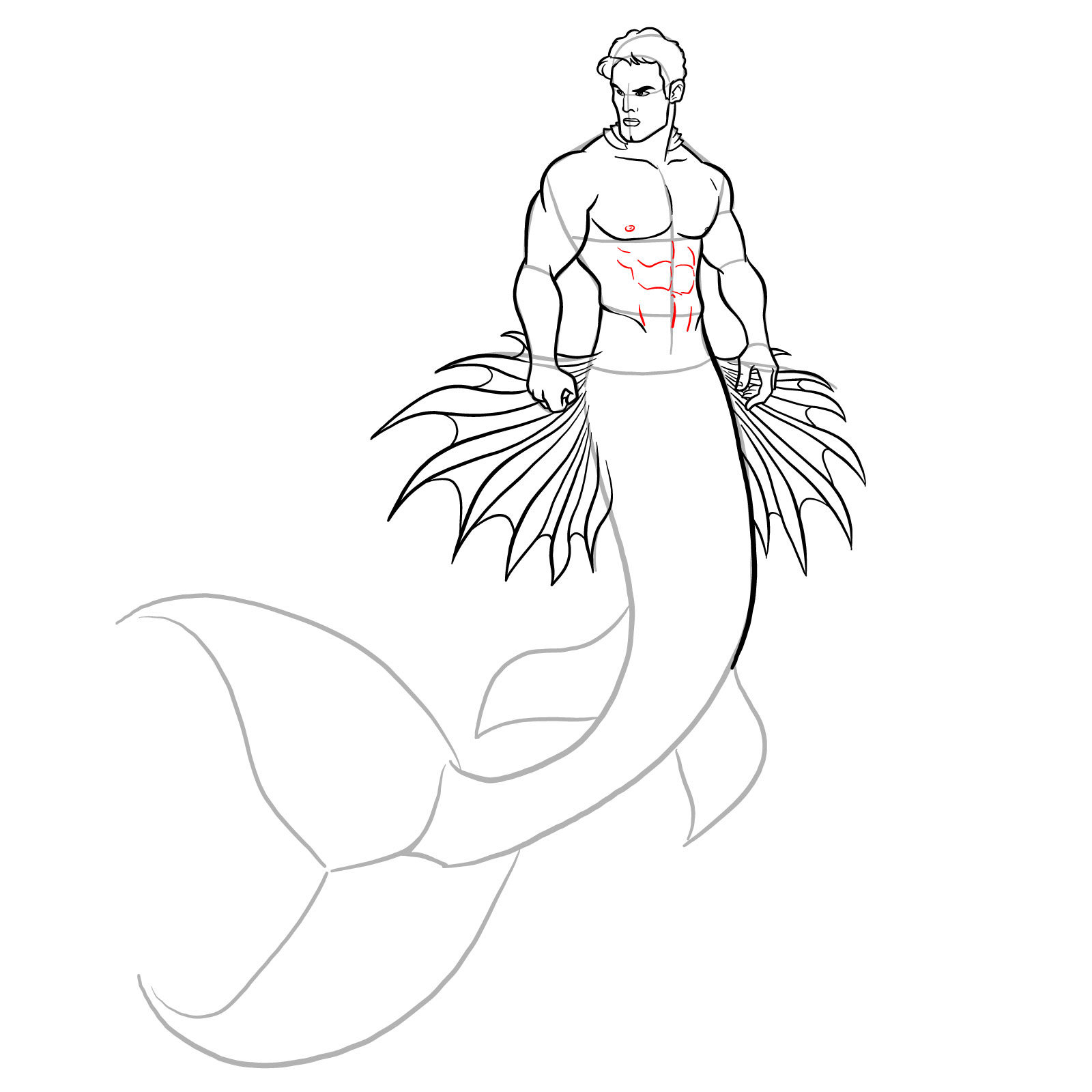 How to draw a Merman - step 31