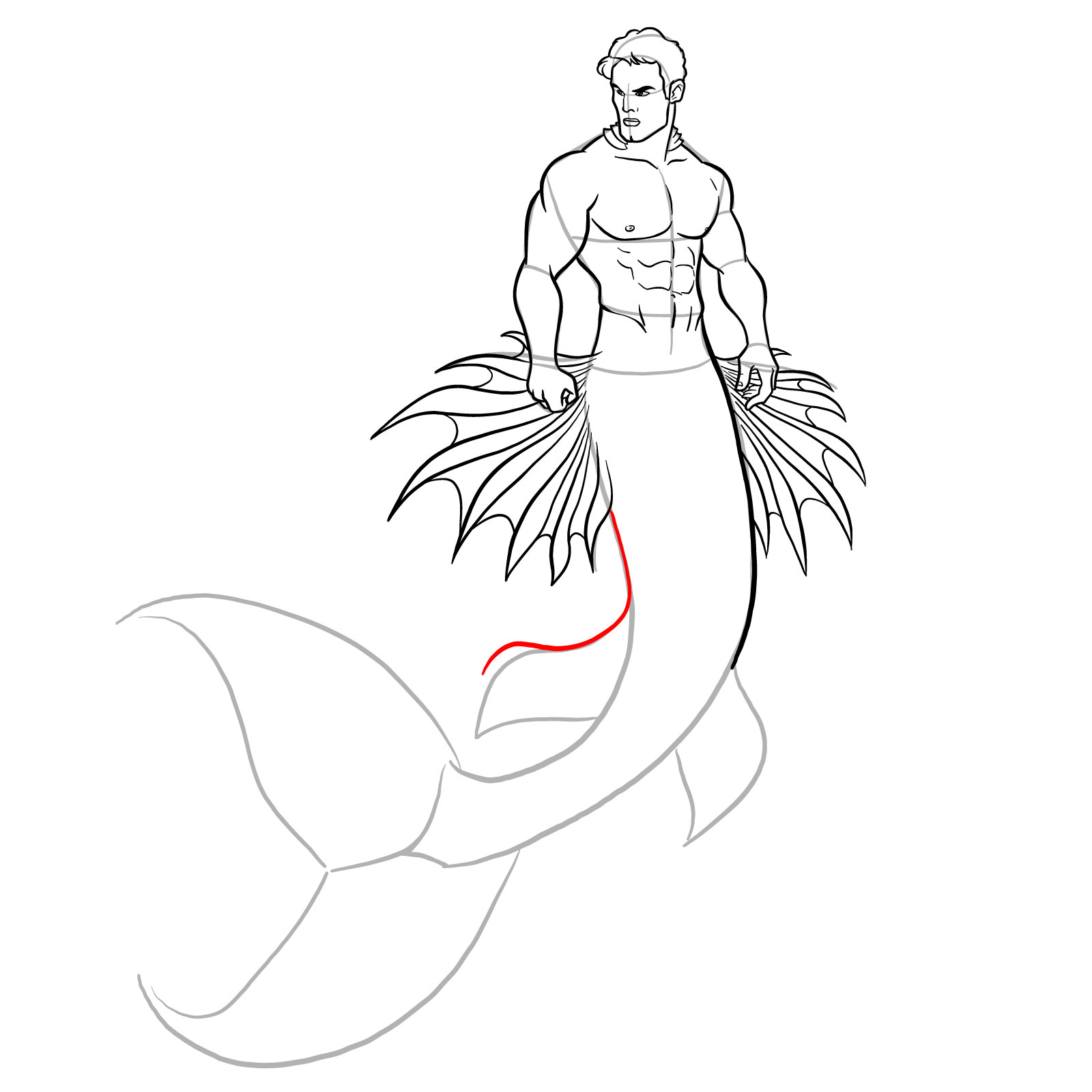 How to draw a Merman - step 32