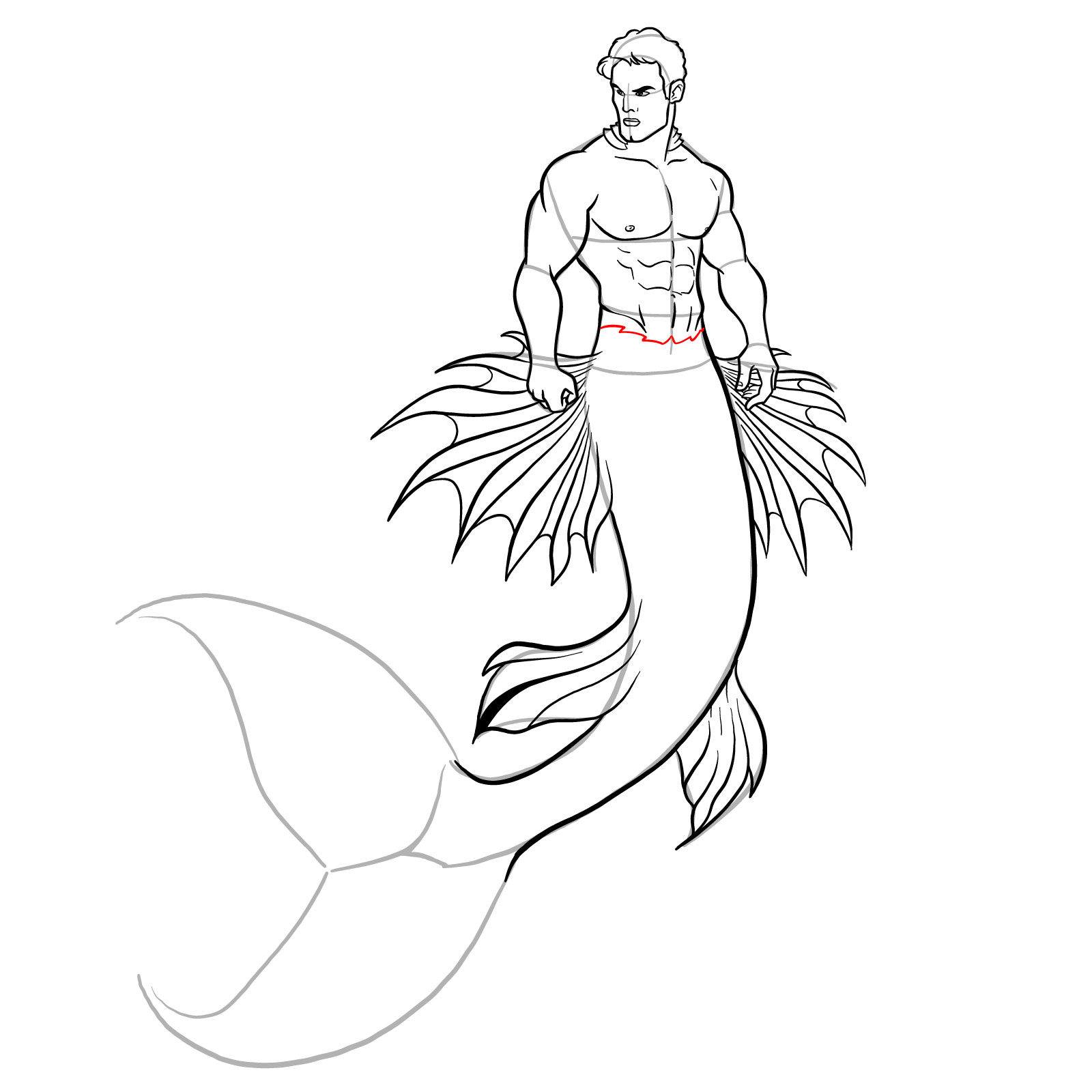 How to draw a Merman Sketchok easy drawing guides