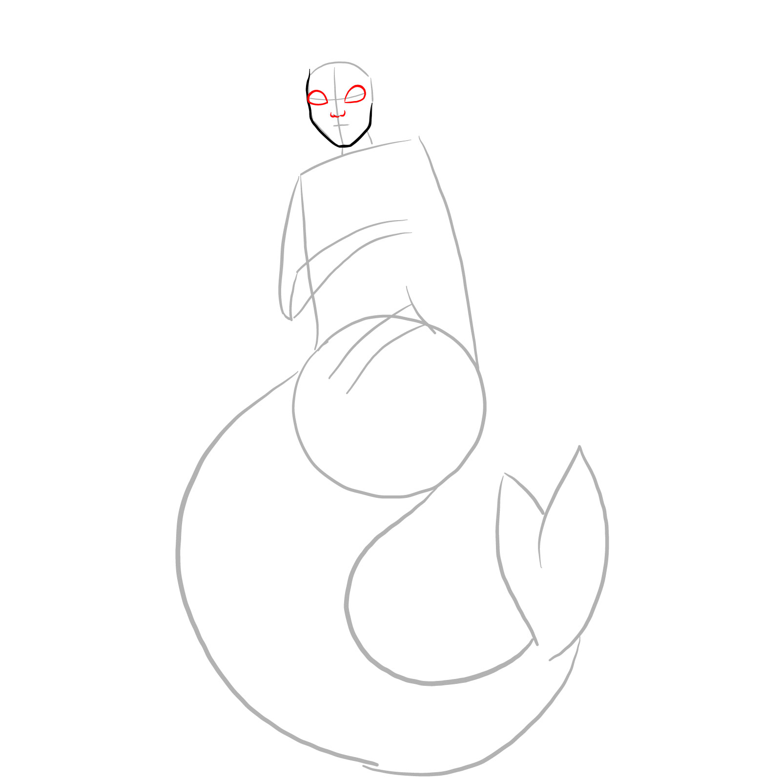 How to draw a Selkie - step 04
