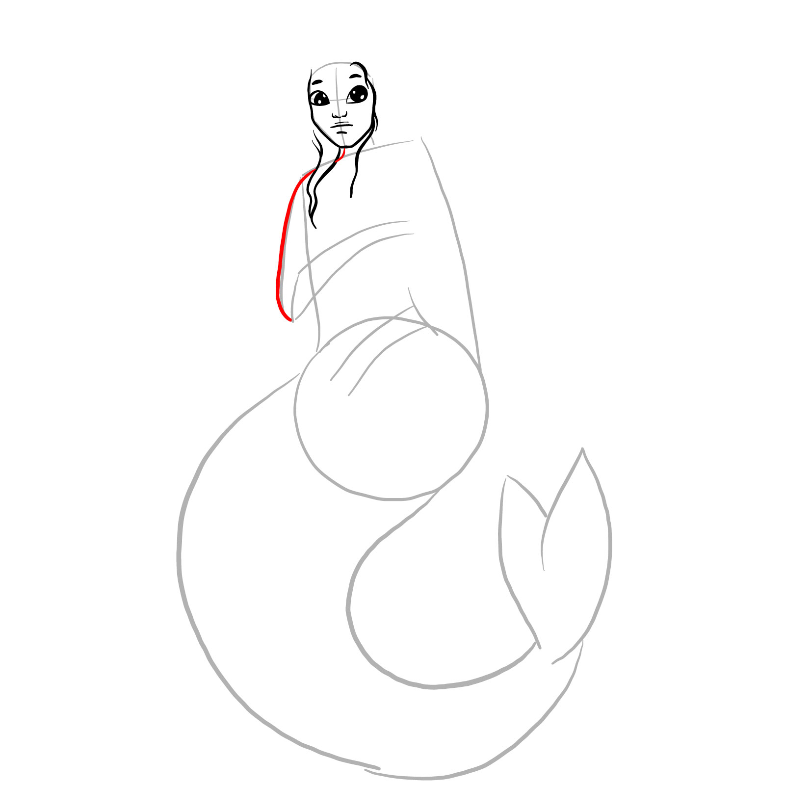 How to draw a Selkie - step 08