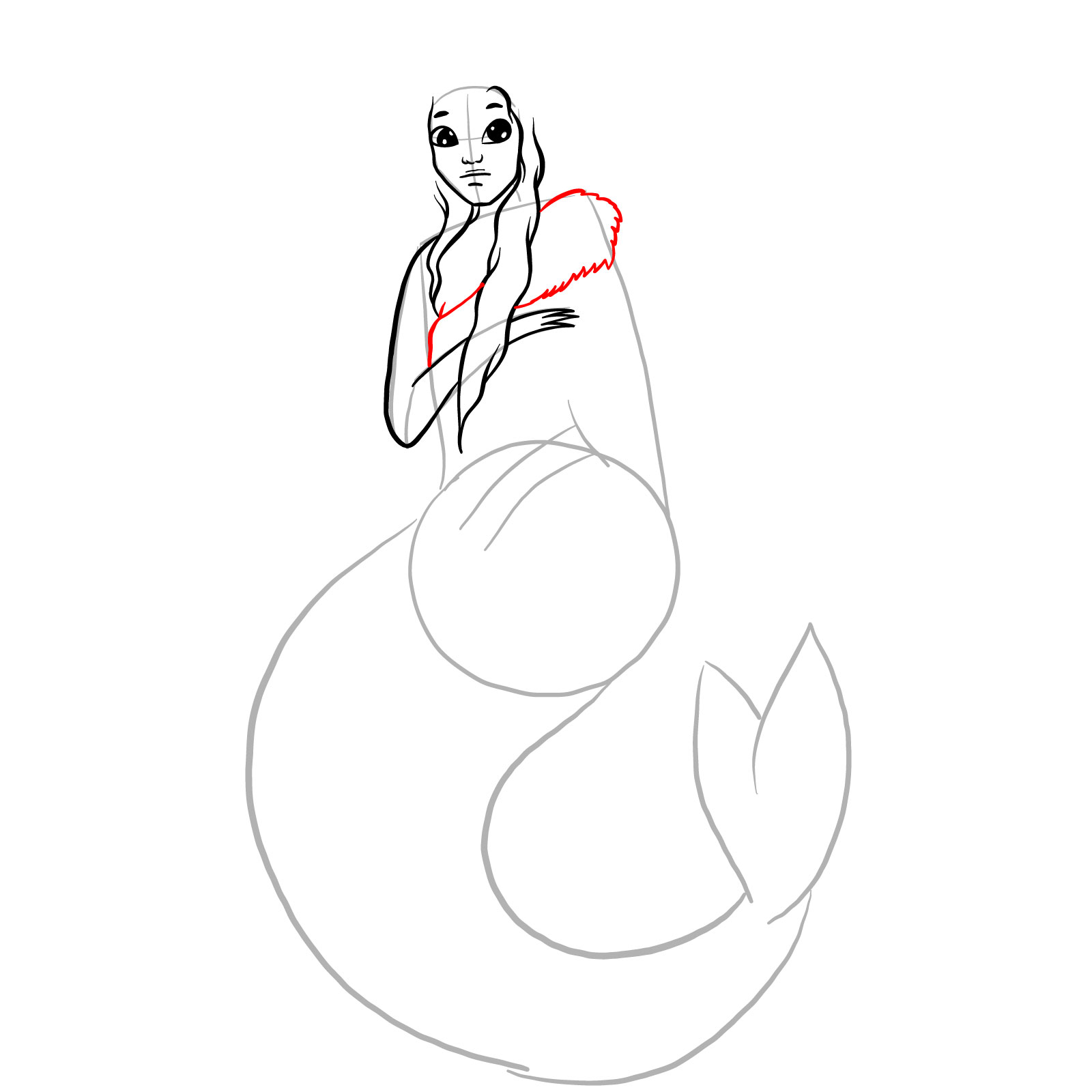 How to draw a Selkie - step 11