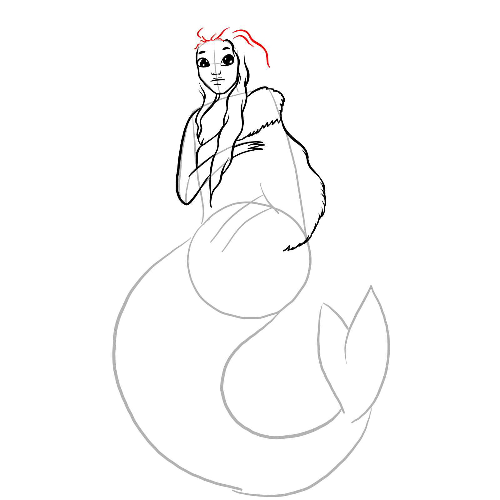 How to draw a Selkie - step 13