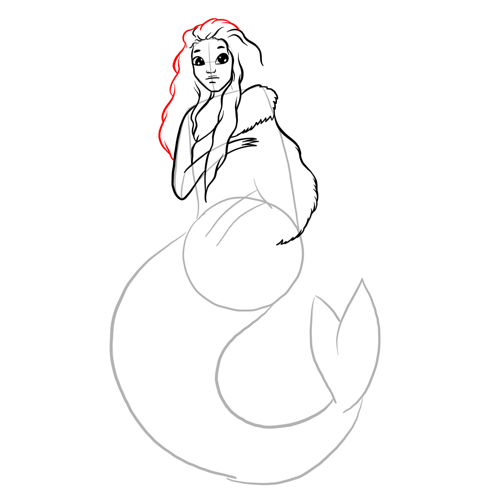 How to draw a Selkie - step 14