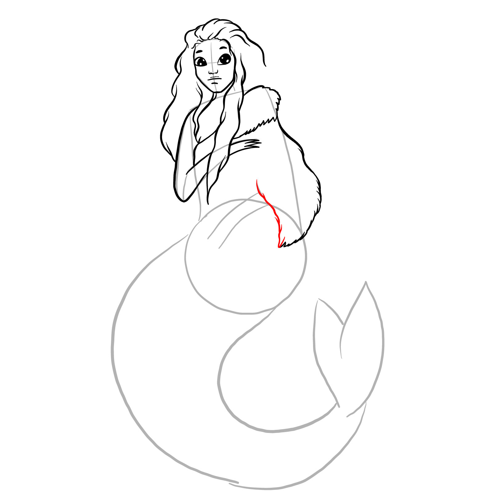 How to draw a Selkie - step 15