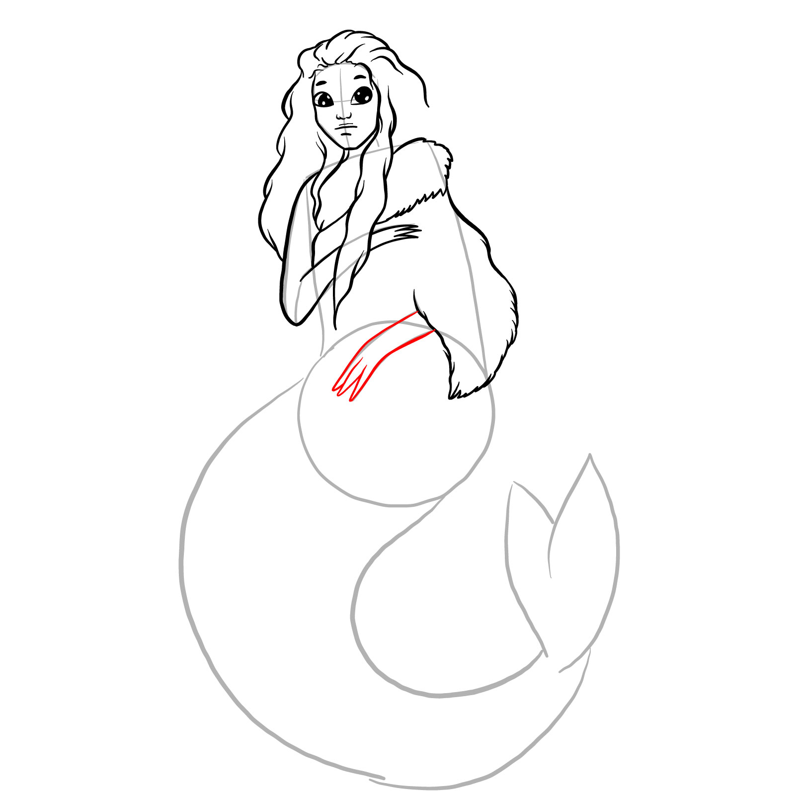 How to draw a Selkie - step 16
