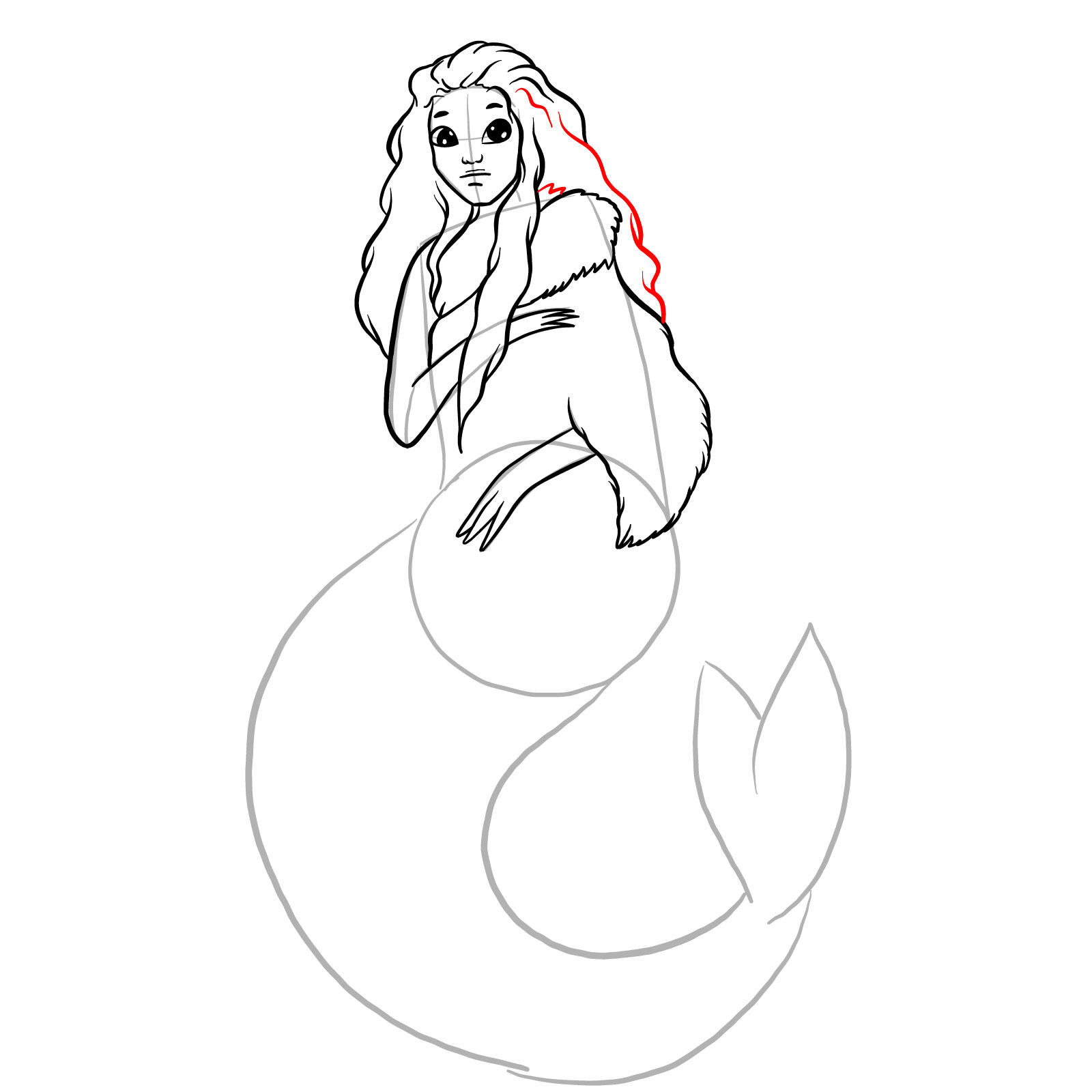 How to draw a Selkie - step 17