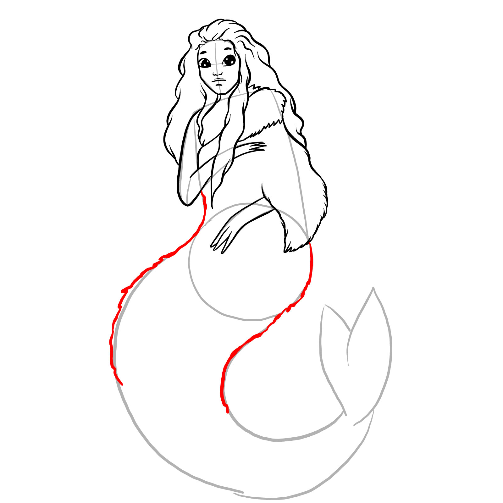 How to draw a Selkie - step 18