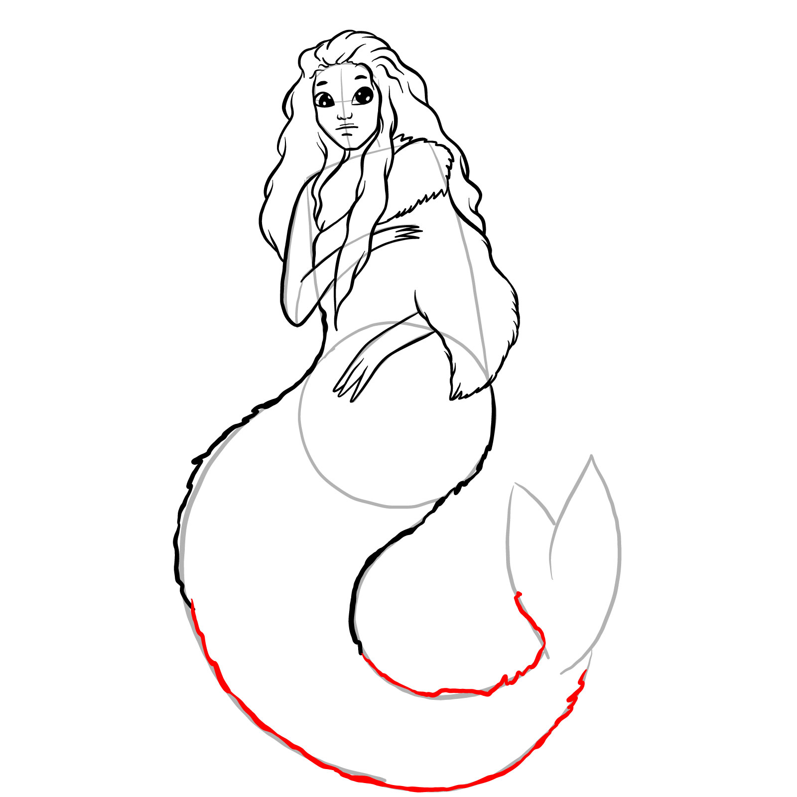 How to draw a Selkie - step 19