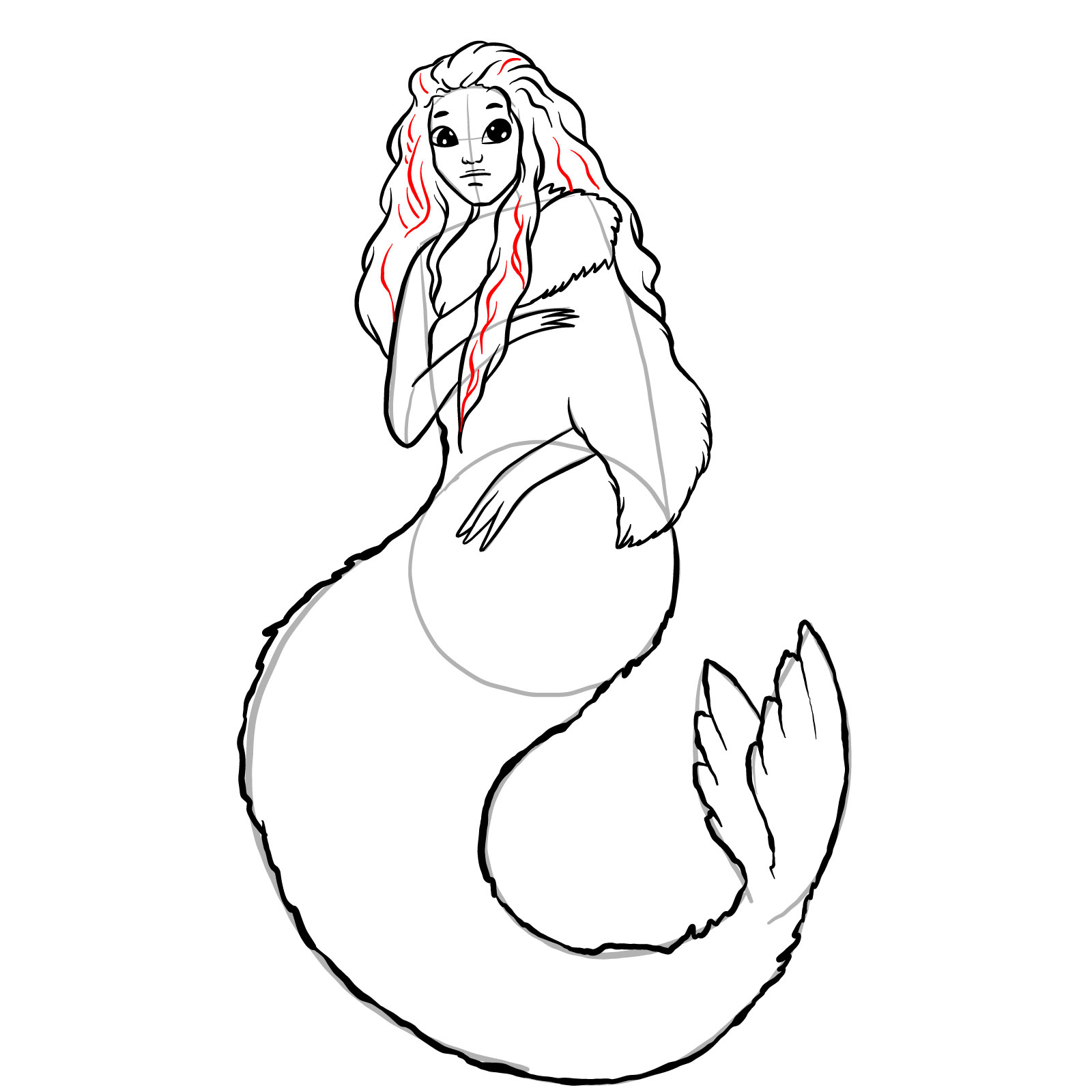 How to draw a Selkie - step 22