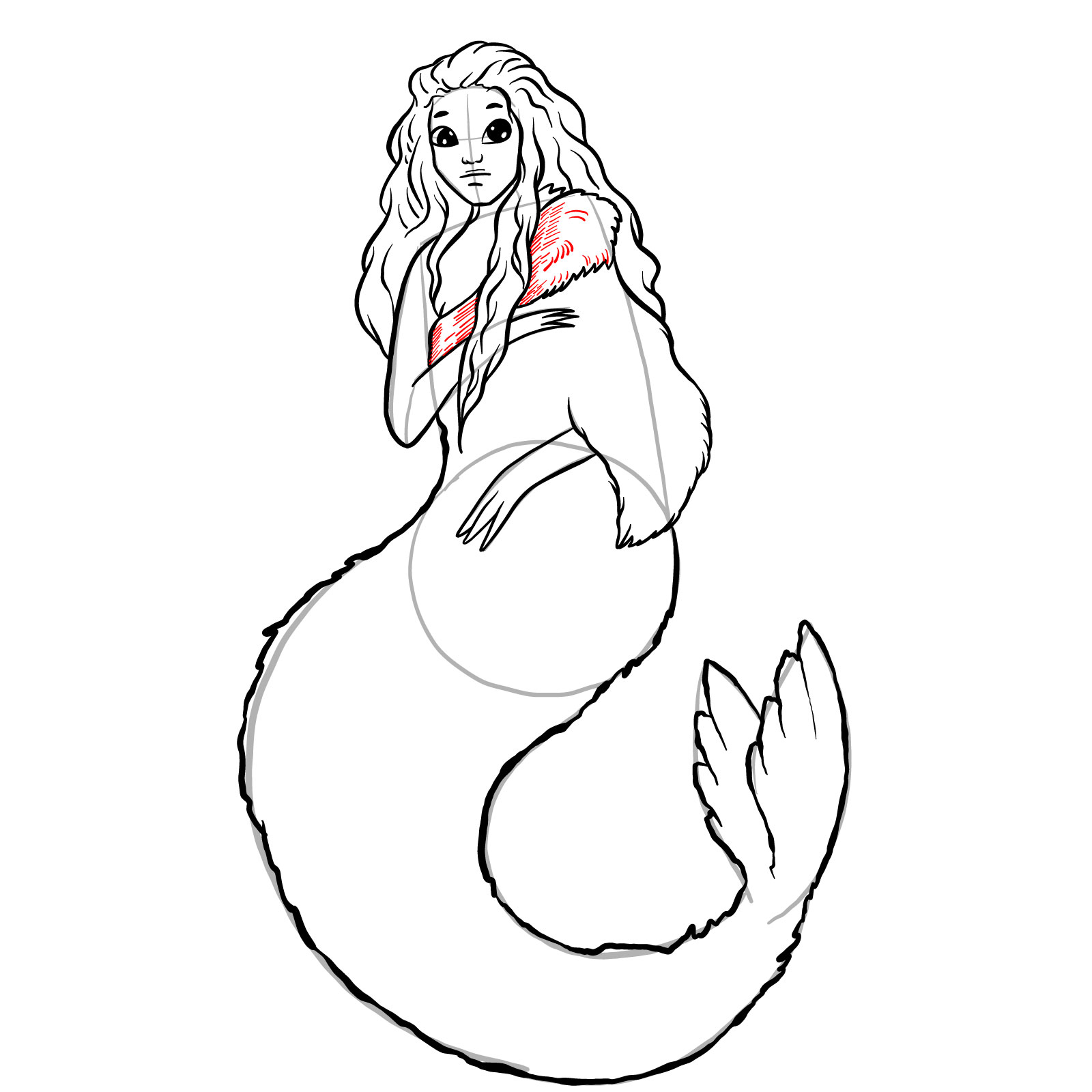 How to draw a Selkie - step 23
