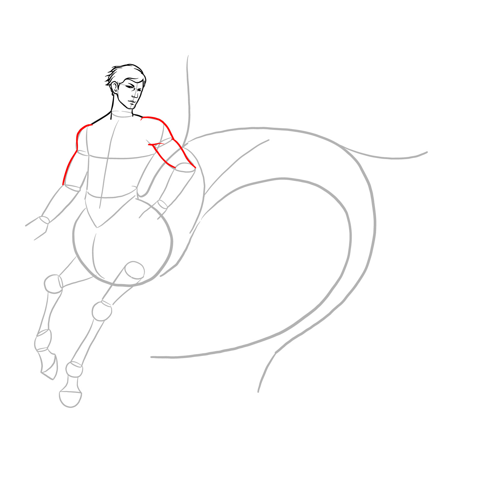 How to draw an Ichthyocentaur - step 13