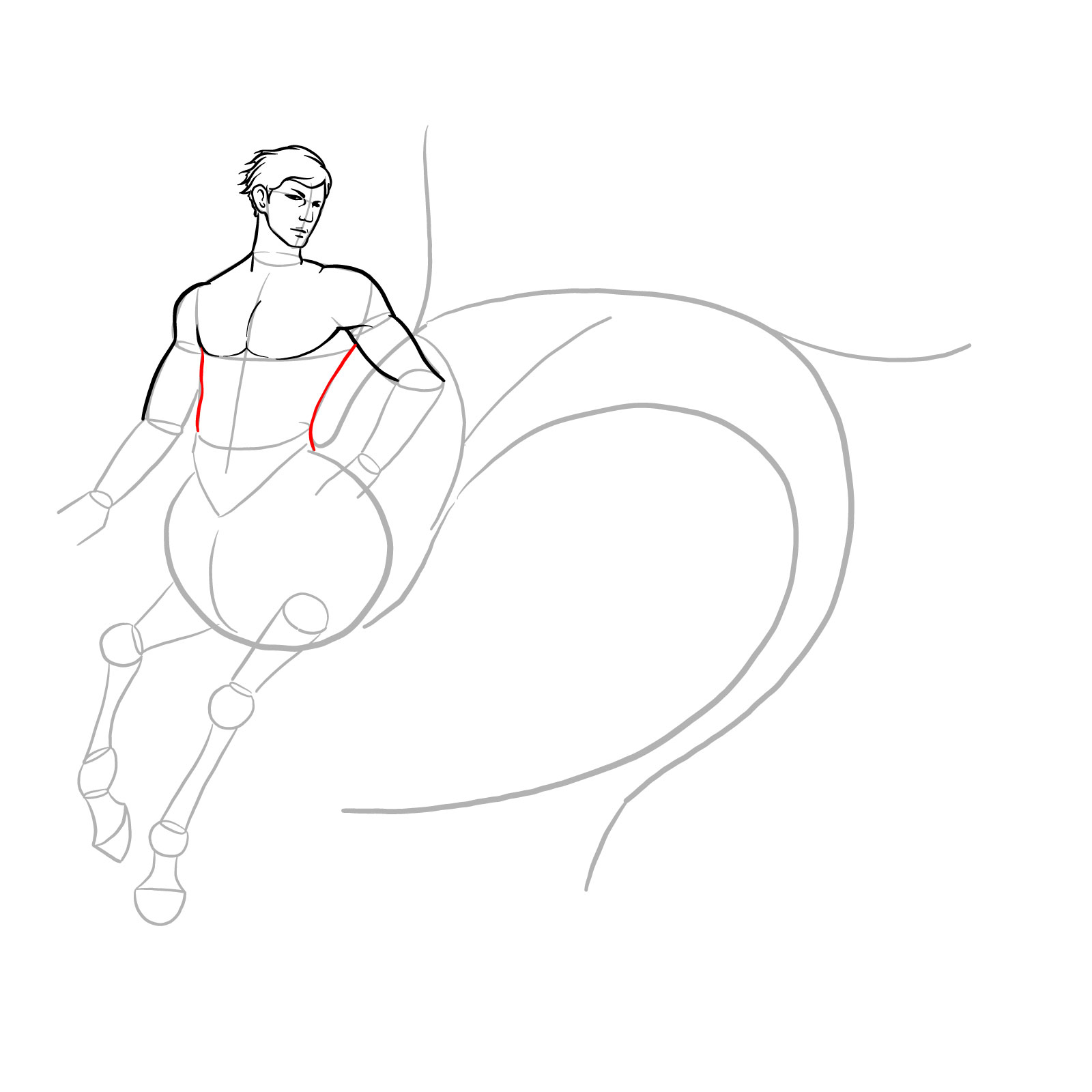 How to draw an Ichthyocentaur - step 15