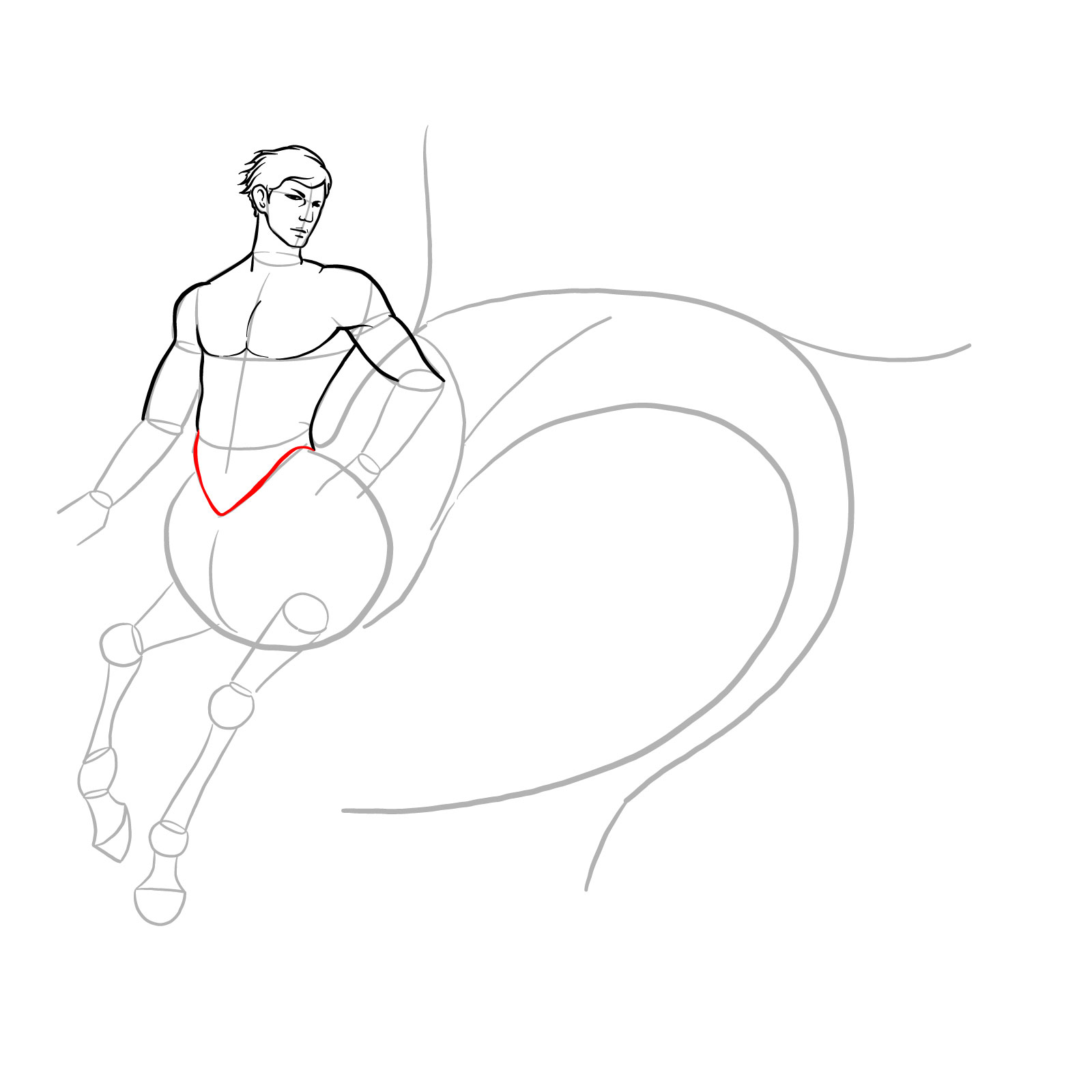 How to draw an Ichthyocentaur - step 16