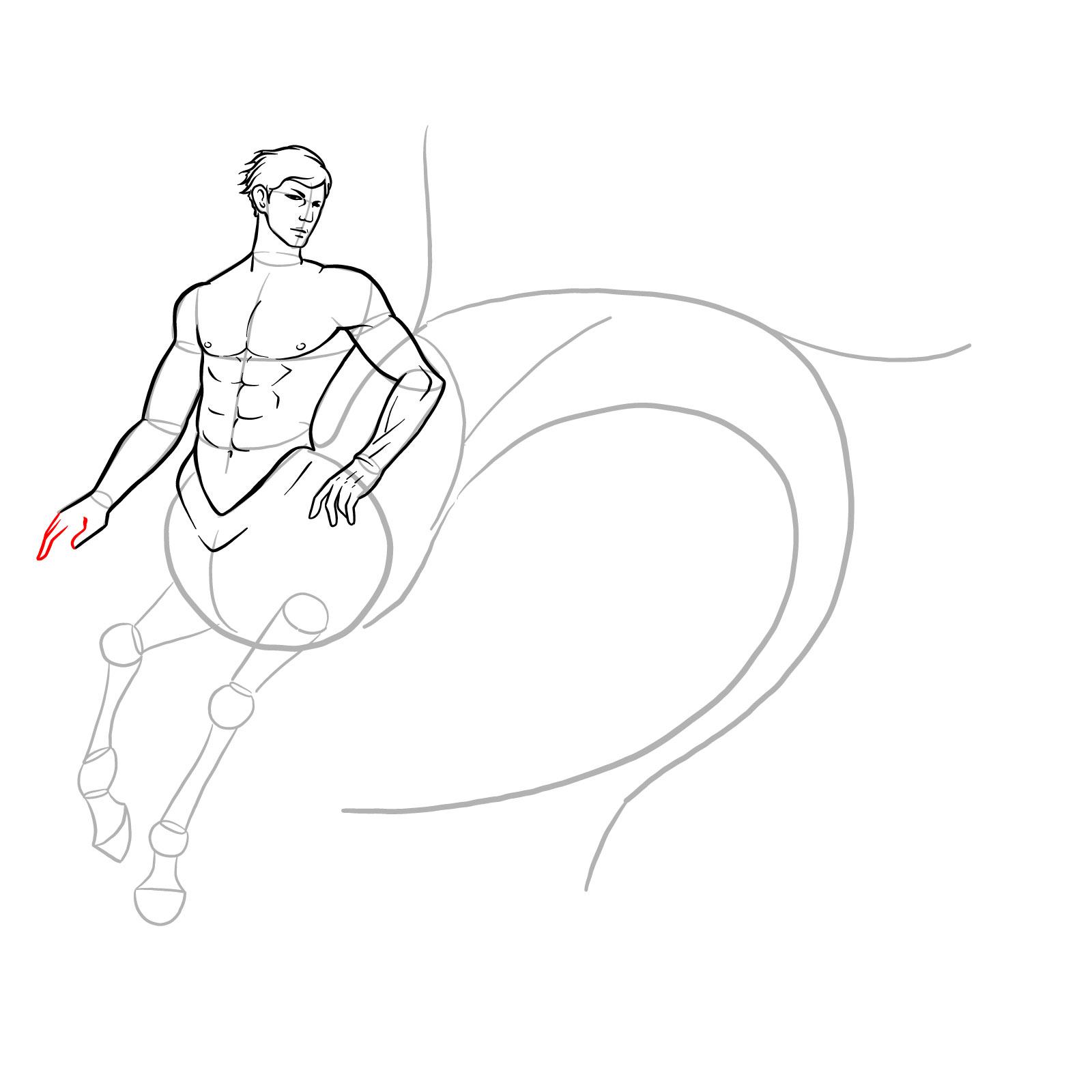 How to draw an Ichthyocentaur - step 22