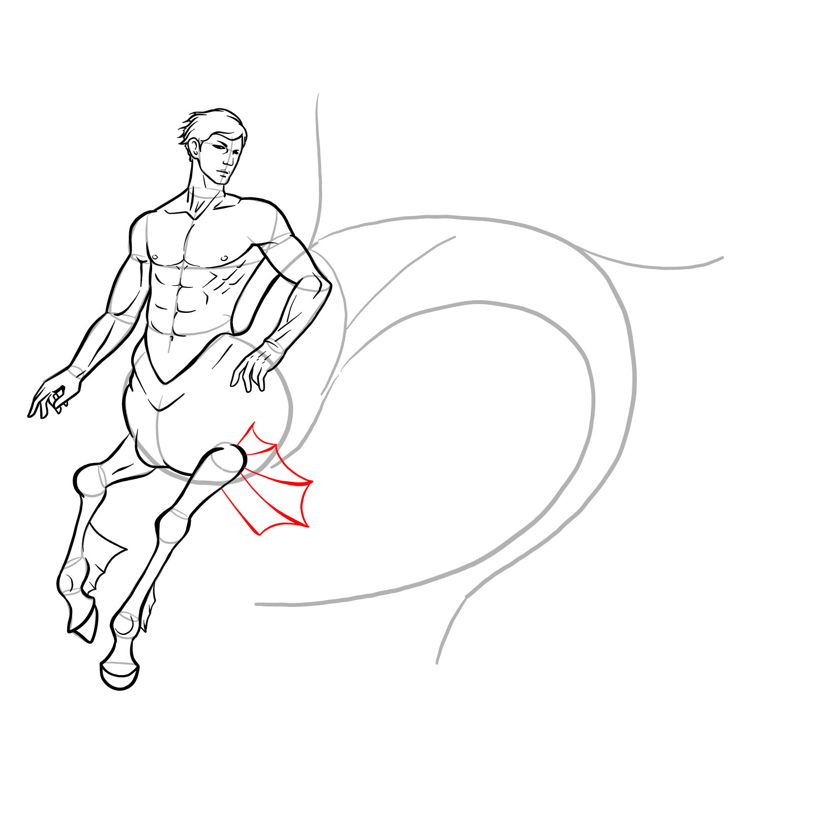 How to draw an Ichthyocentaur - step 30