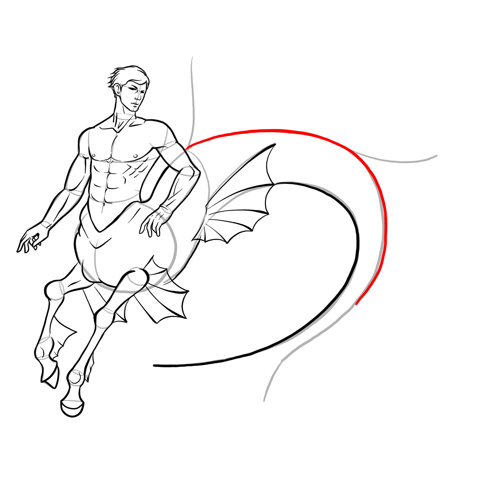 How to draw an Ichthyocentaur - step 34