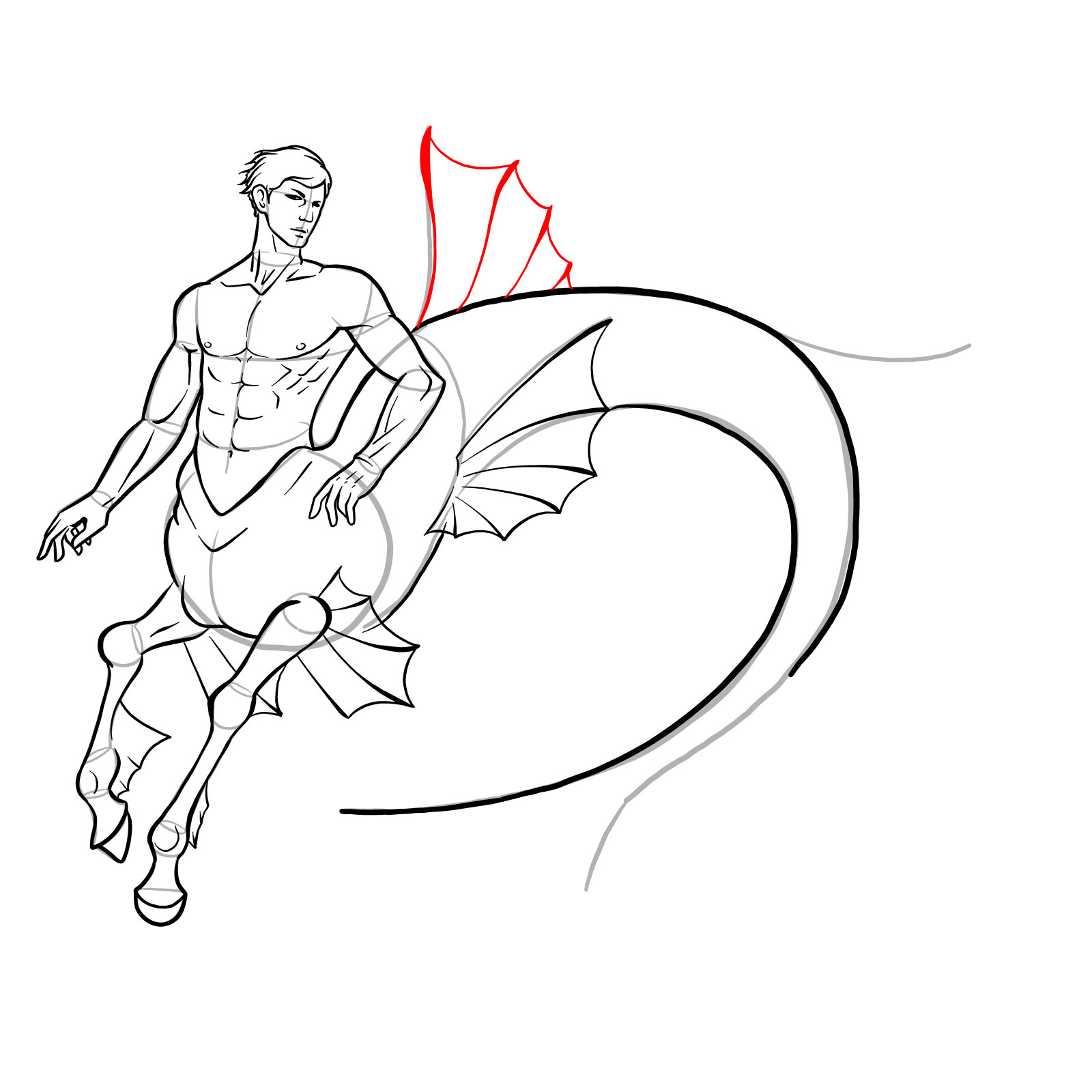 How to draw an Ichthyocentaur - step 35