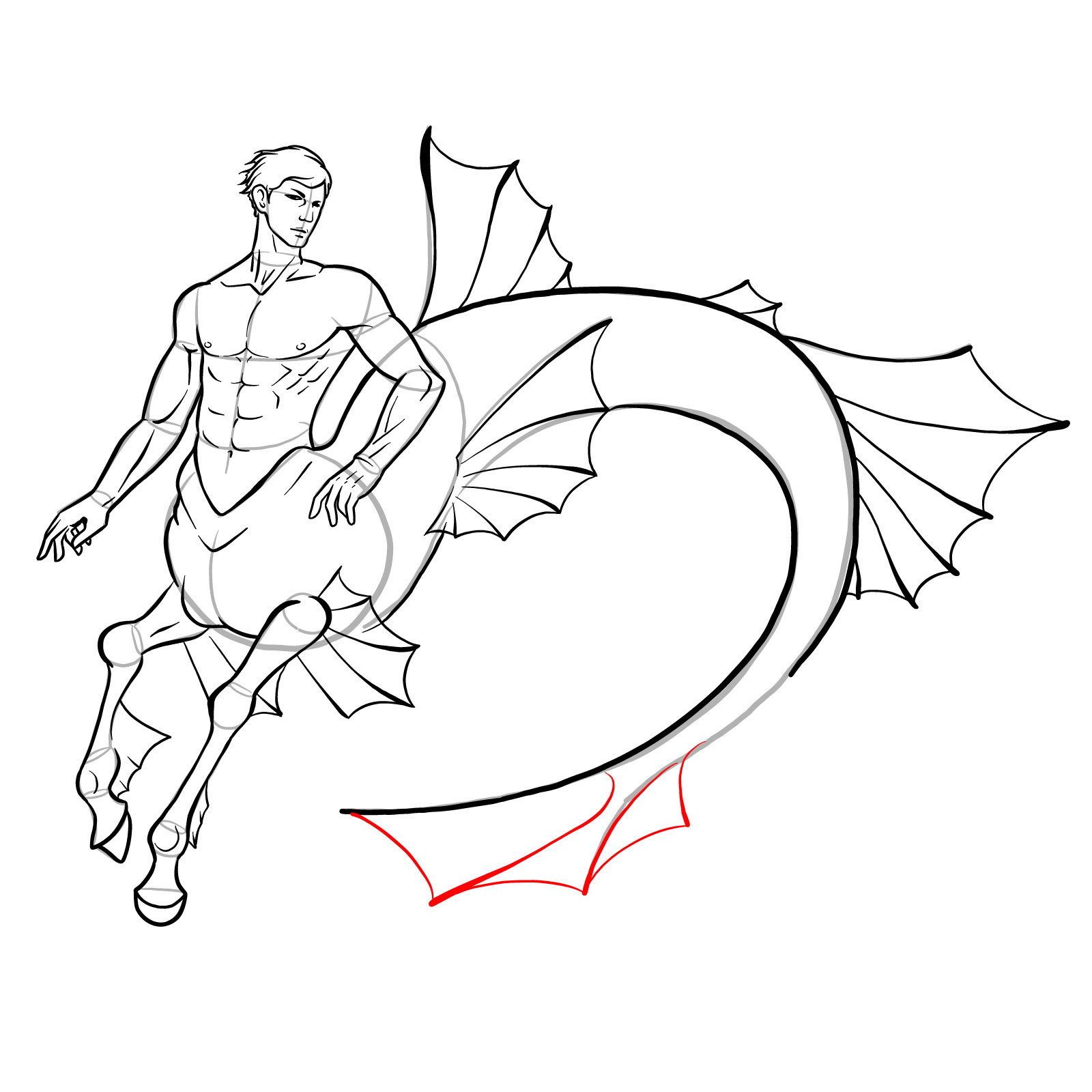 How to draw an Ichthyocentaur - step 37