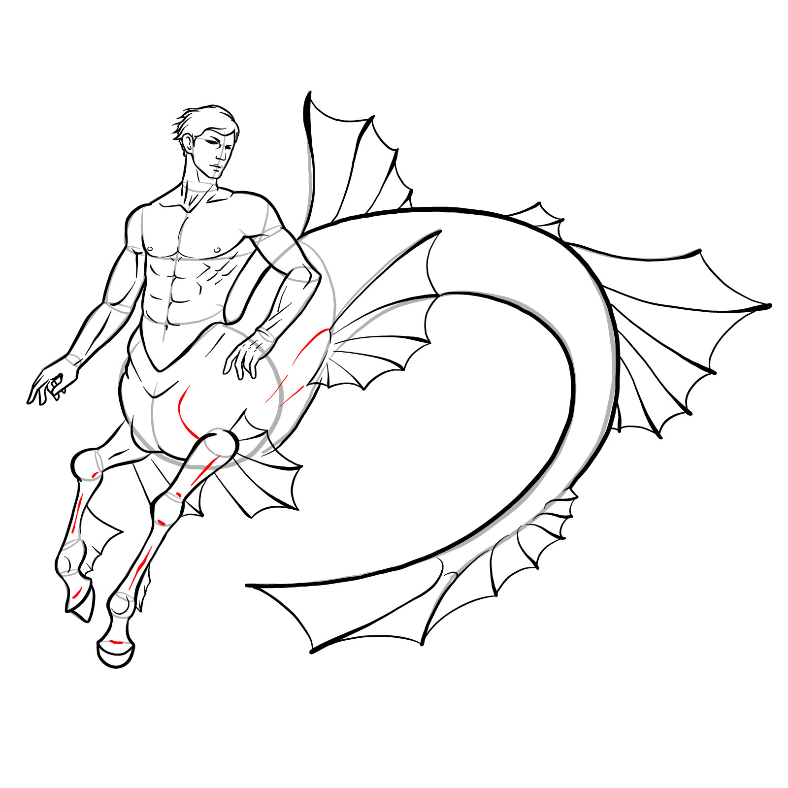 How to draw an Ichthyocentaur - step 39
