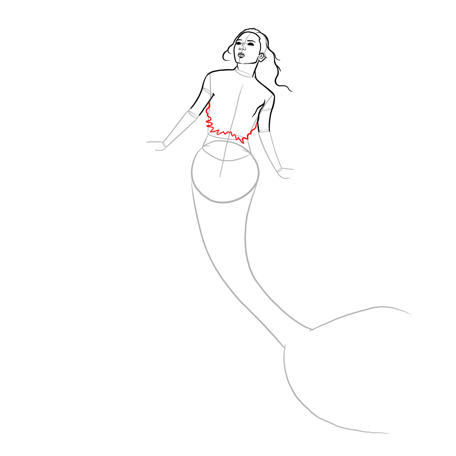 How to draw a Mermaid - step 11